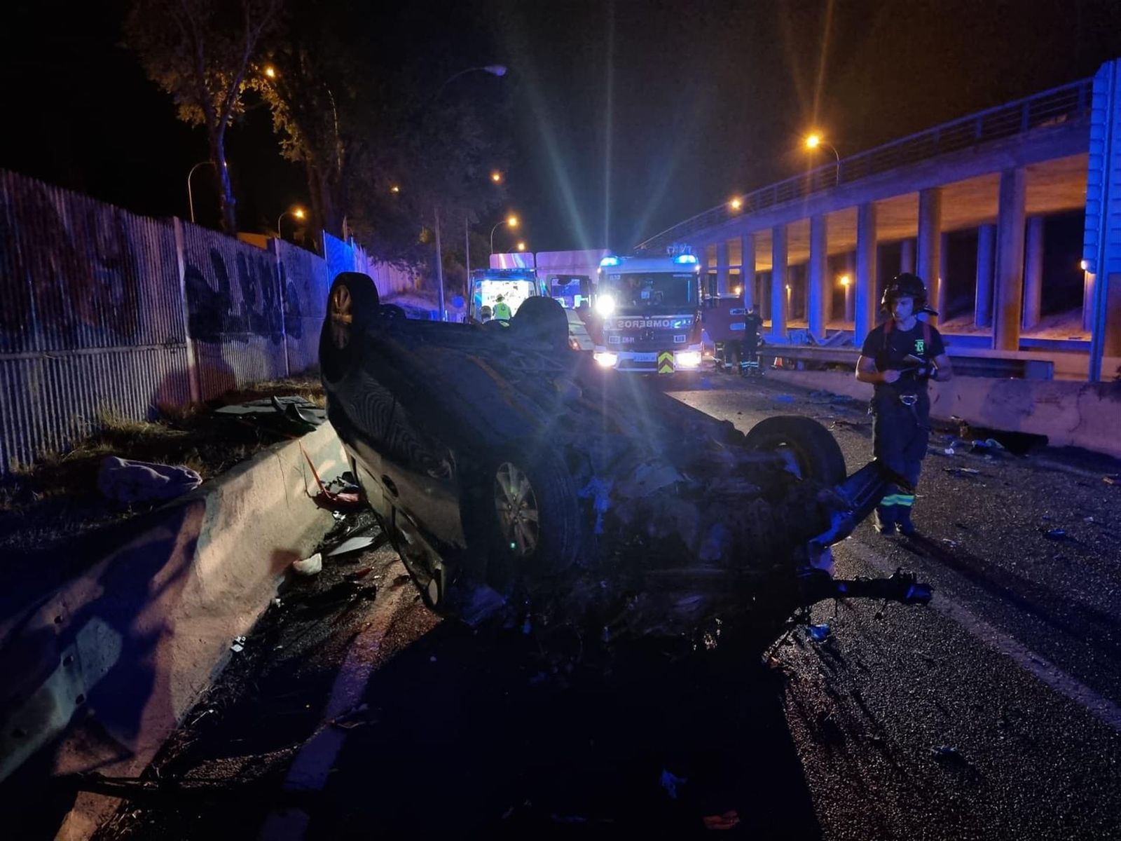 Accidente de tráfico en el acceso a la M-40 desde la M-30