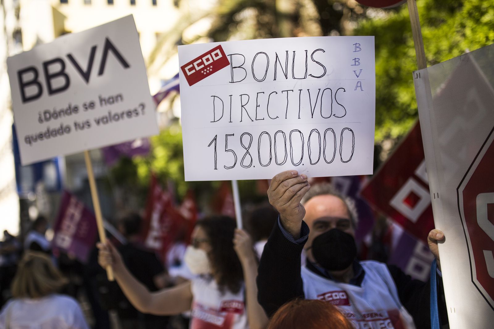 Concentración del BBVA en contra de los despidos