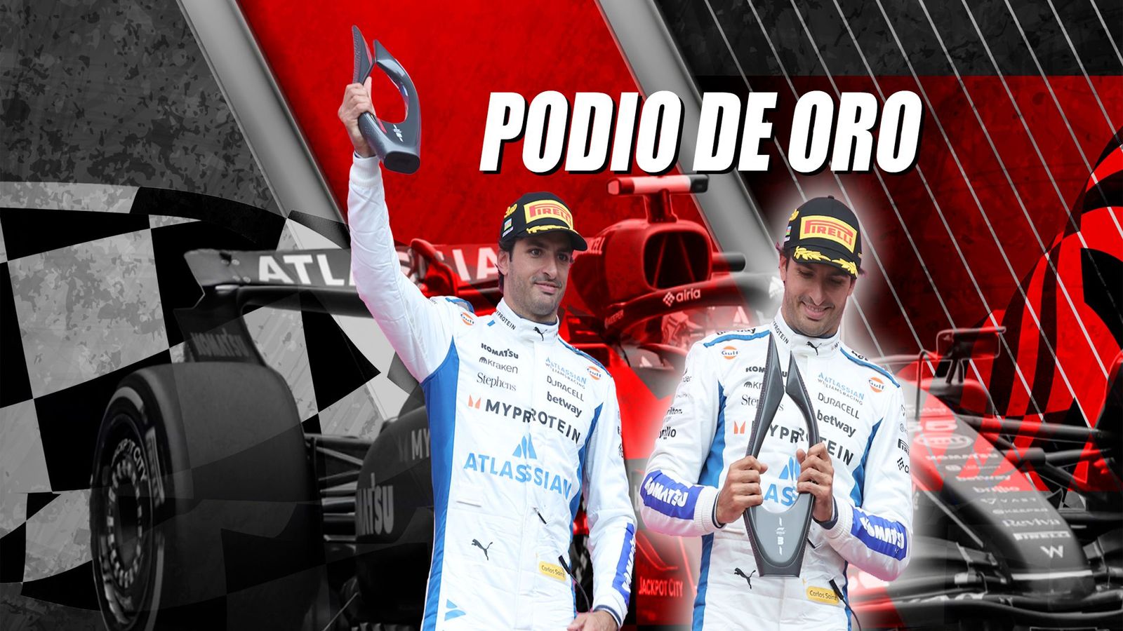 Carlos Sainz festeja su primer podio con Williams