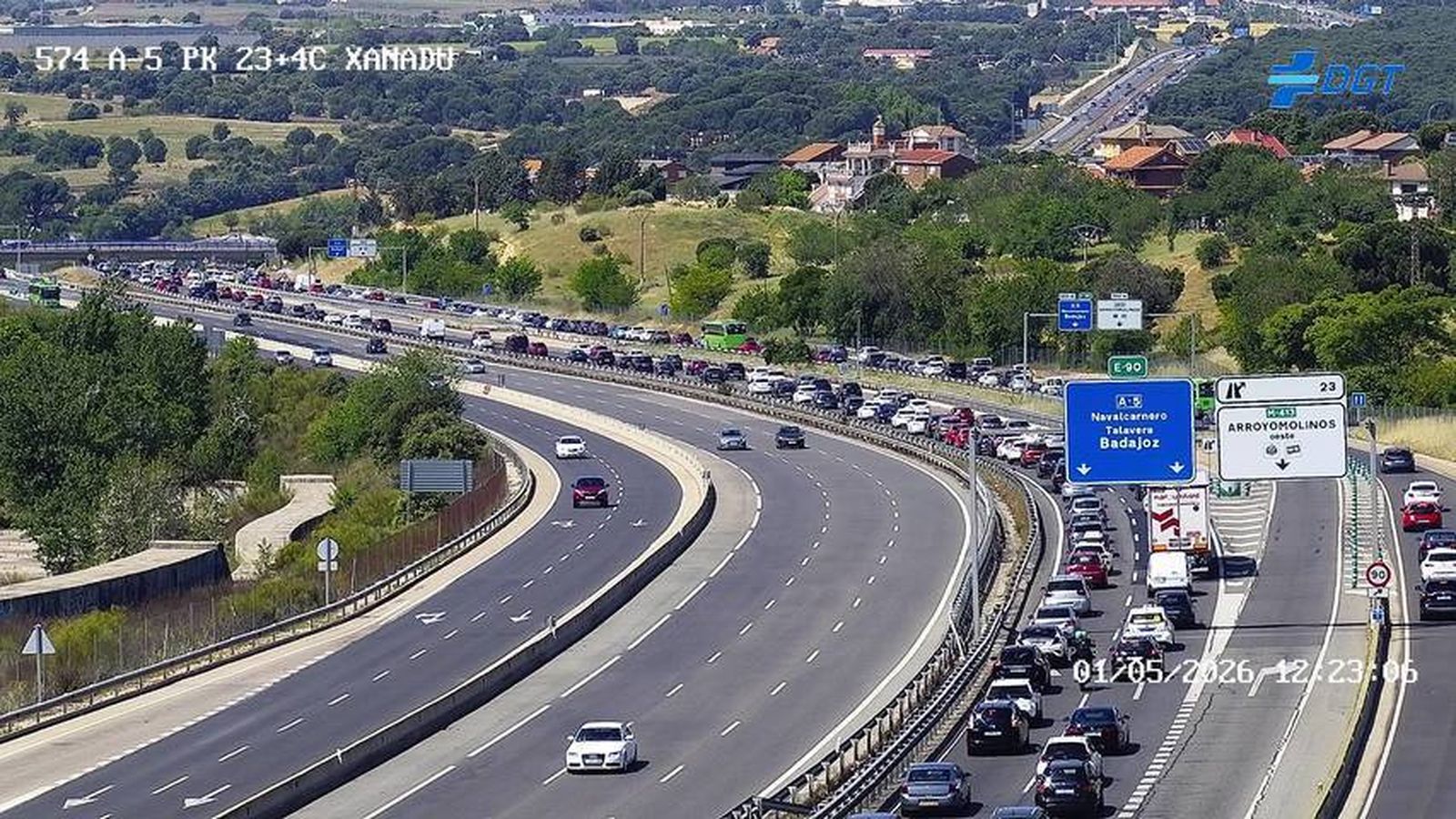 Retenciones en la A-5 a la altura de Xanadú