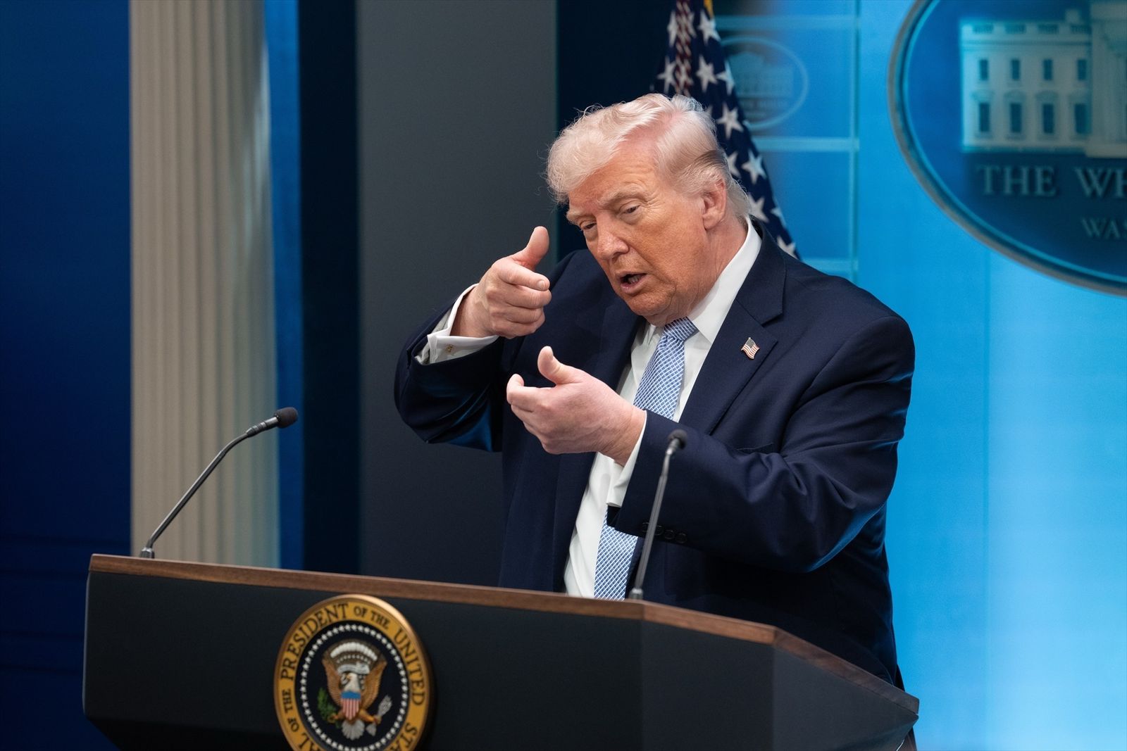 Donald Trump durante una rueda de prensa en la Casa Blanca