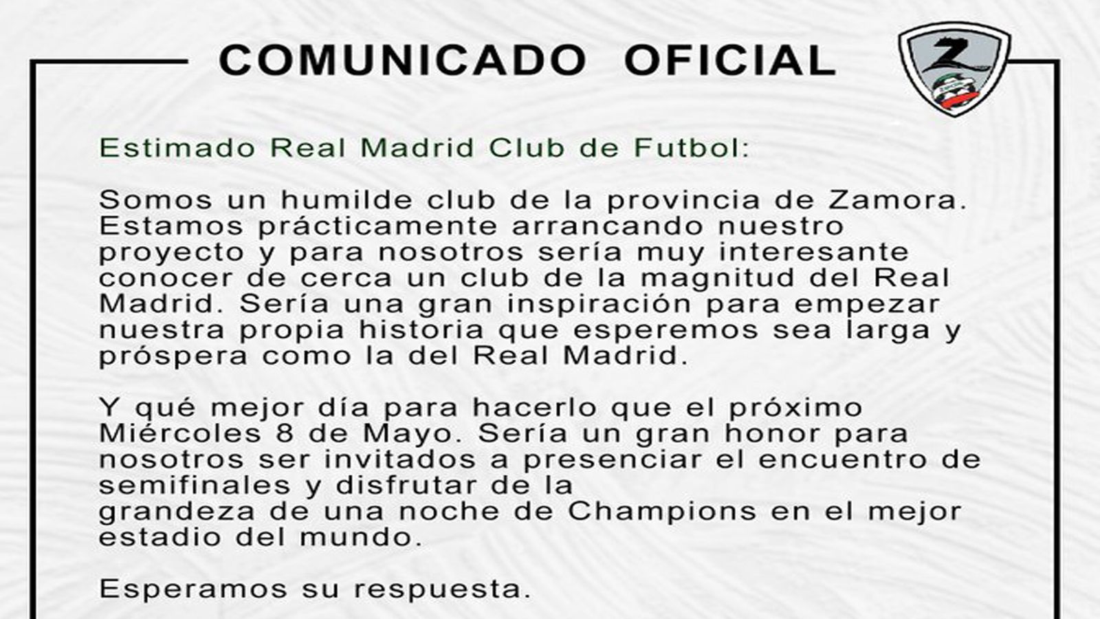 Comunicado del CD Zamora