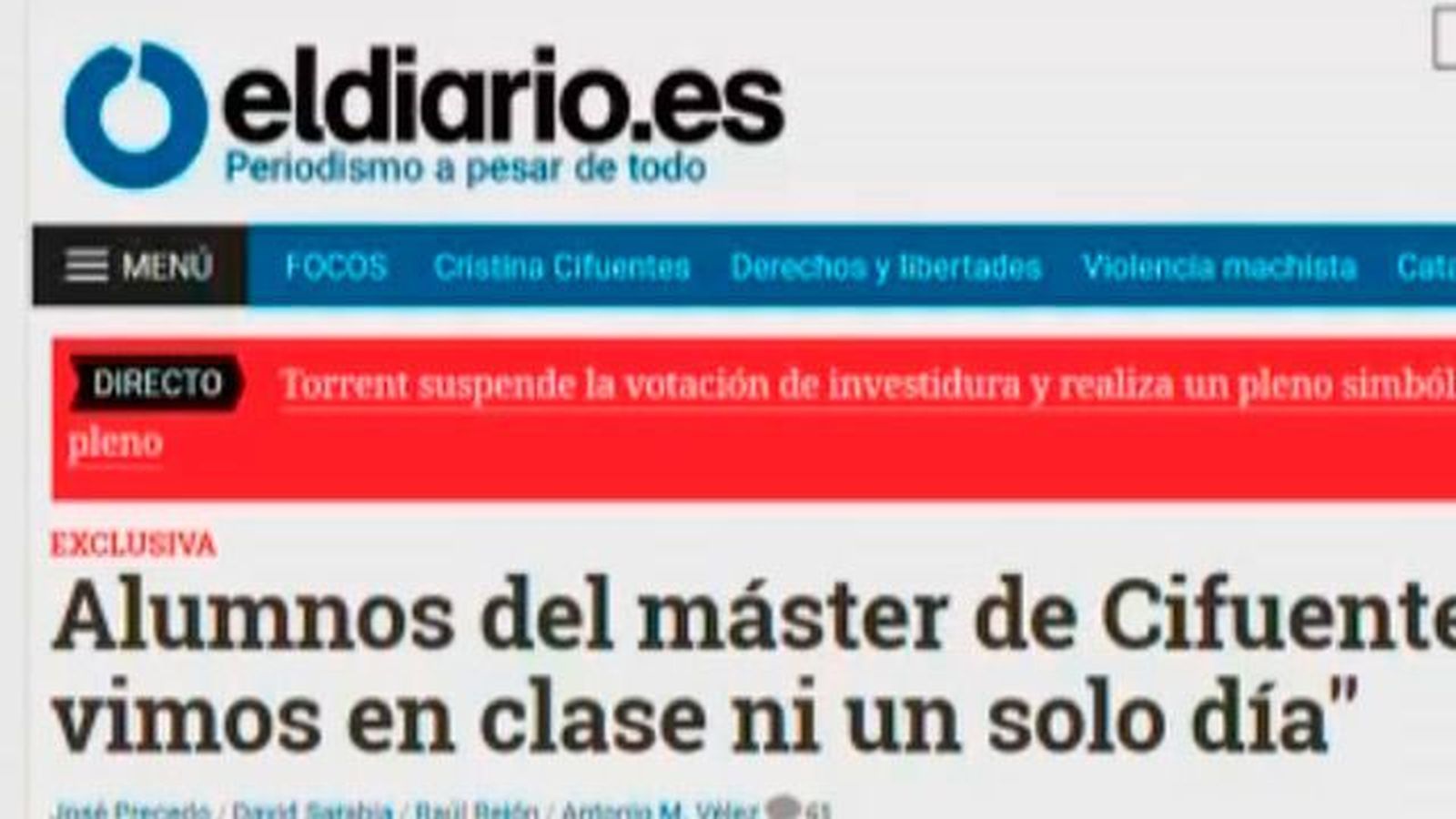 Ignacio Escolar: "Cifuentes responde con una querella porque no tiene explicaciones coherentes"