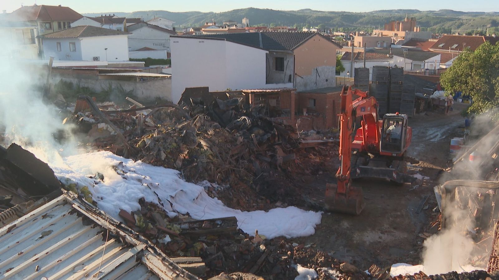 Solar donde se produjo el derrumbe de tres casas en Morata de Tajuña