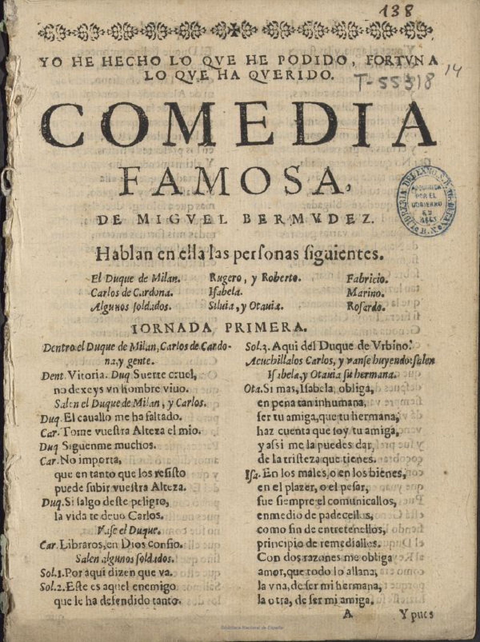 'Comedia famosa' de Lope de Vega