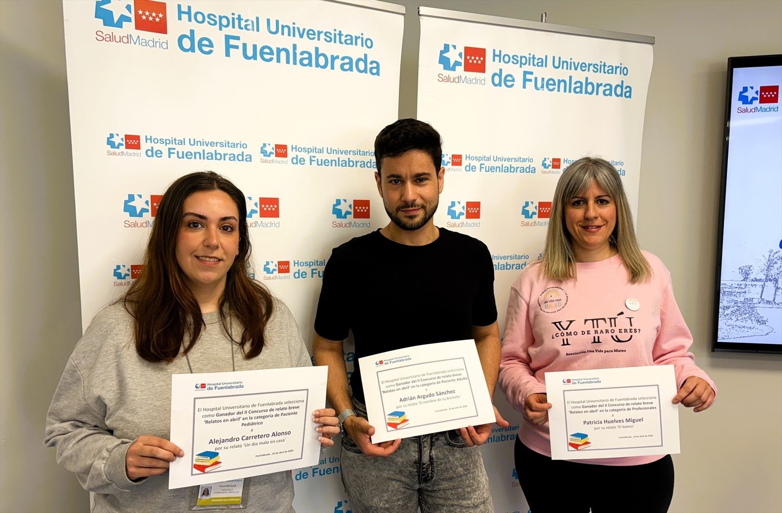 Ganadores del II Concurso de relato breve bajo el lema Relatos en abril del Hospital de Fuenlabrada