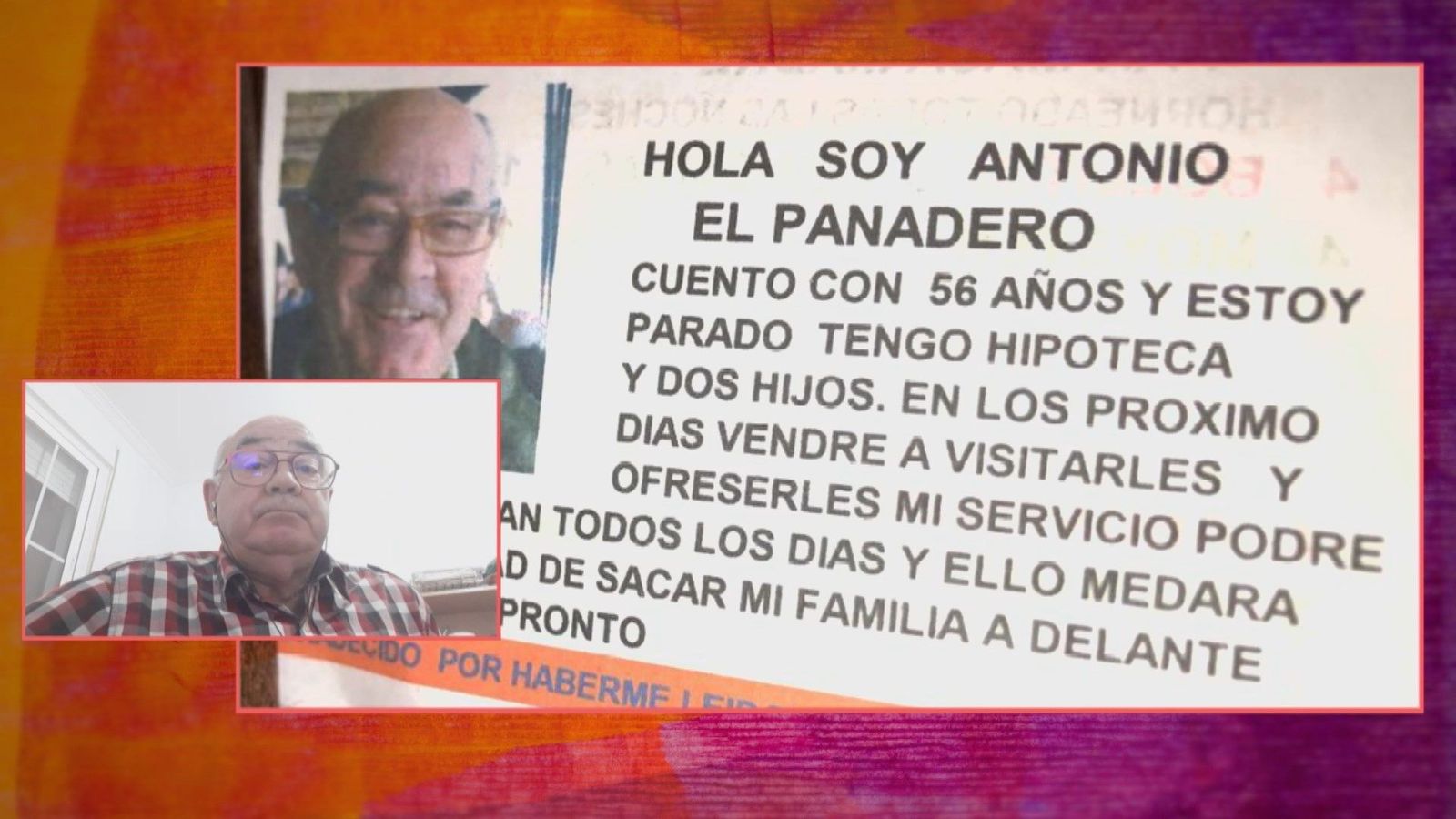 Así son las notas que Antonio deja en las puertas de Sevilla para ofrecer su servicio de pan a domicilio