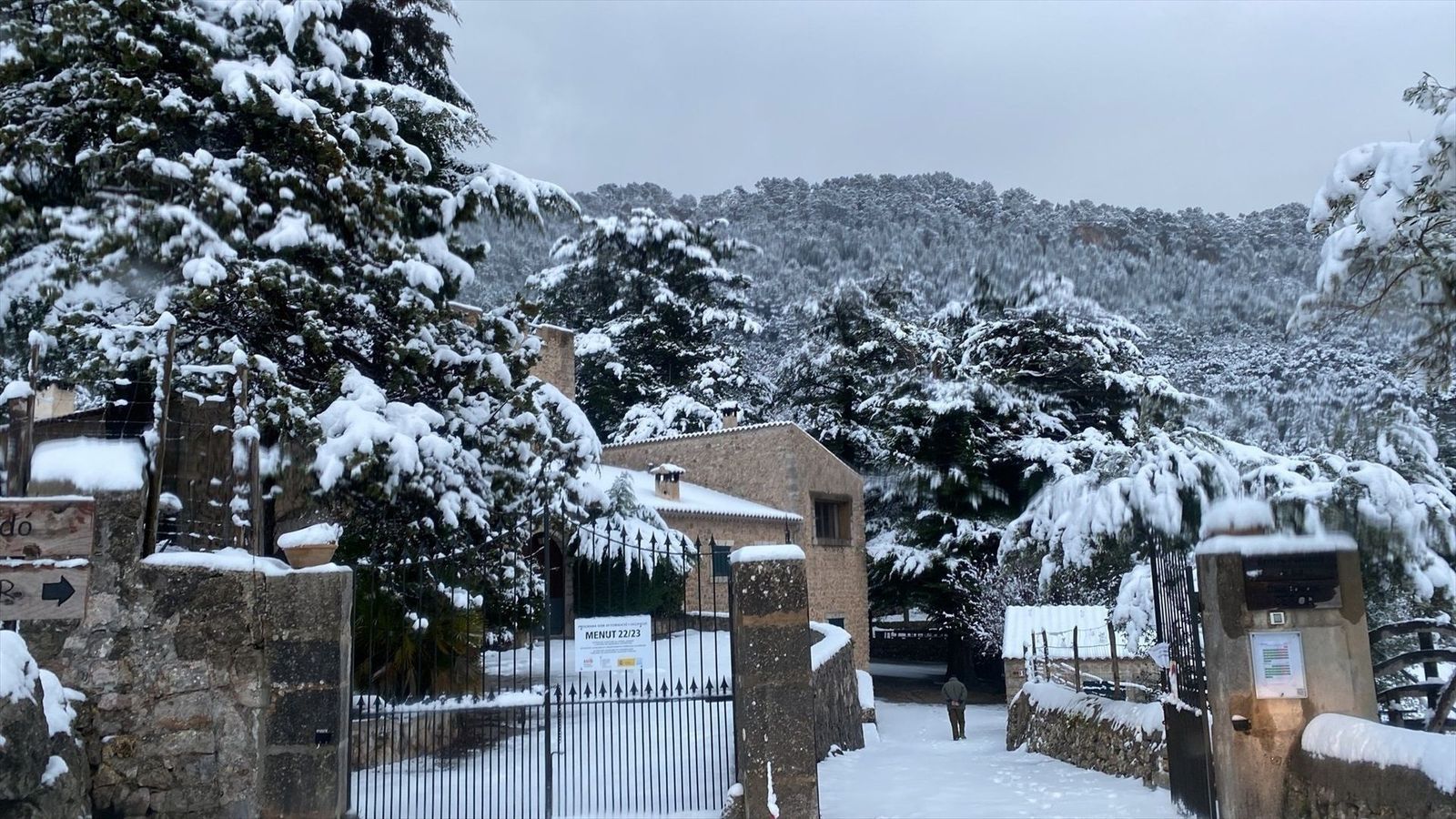 Una noche de temperaturas bajo cero deja nevadas en Mallorca y obliga a cerrar tramos de carretera