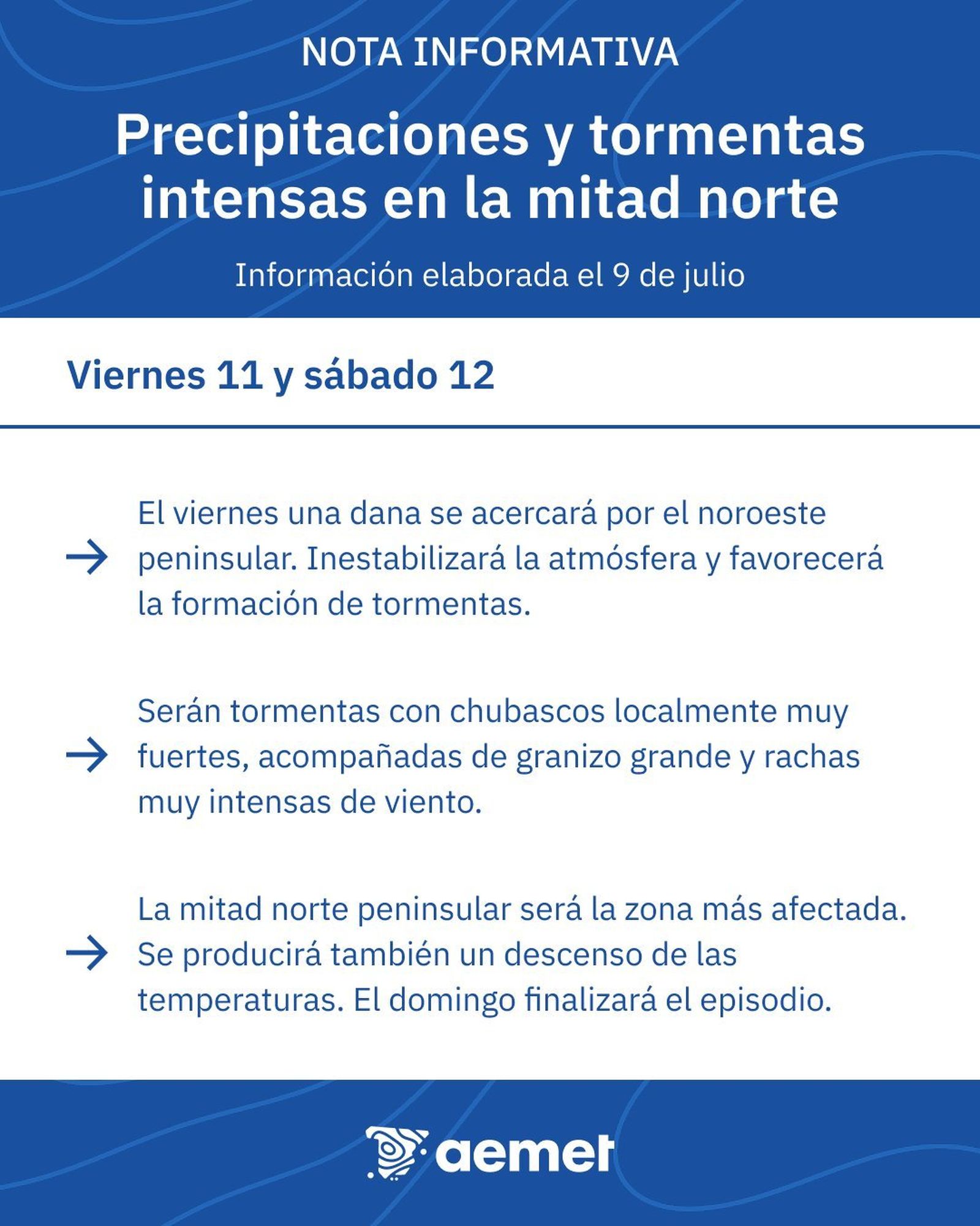 Aviso amarillo por lluvias y tormentas en la Sierra