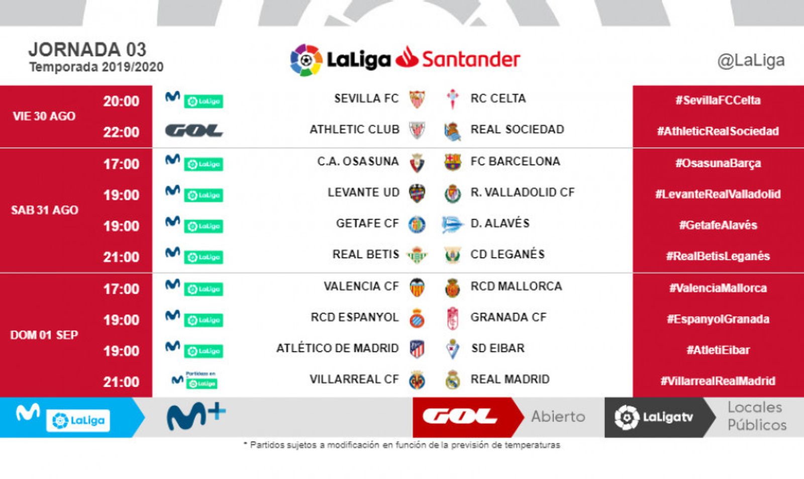 Tercera jornada de liga