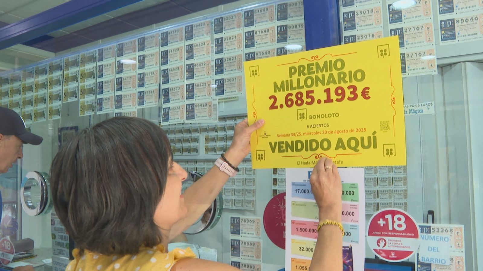 Premio millonario de la bonoloto en Getafe.