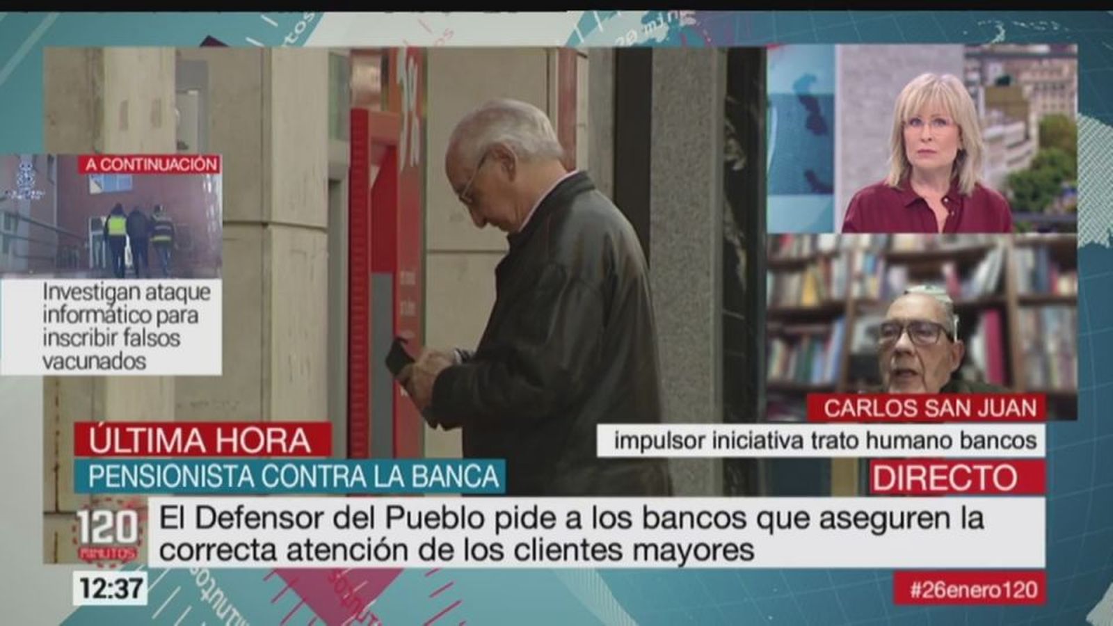 Carlos, el pensionista que lucha contra la desatención de los bancos: “Dicen que es progreso, pero es una dictadura”