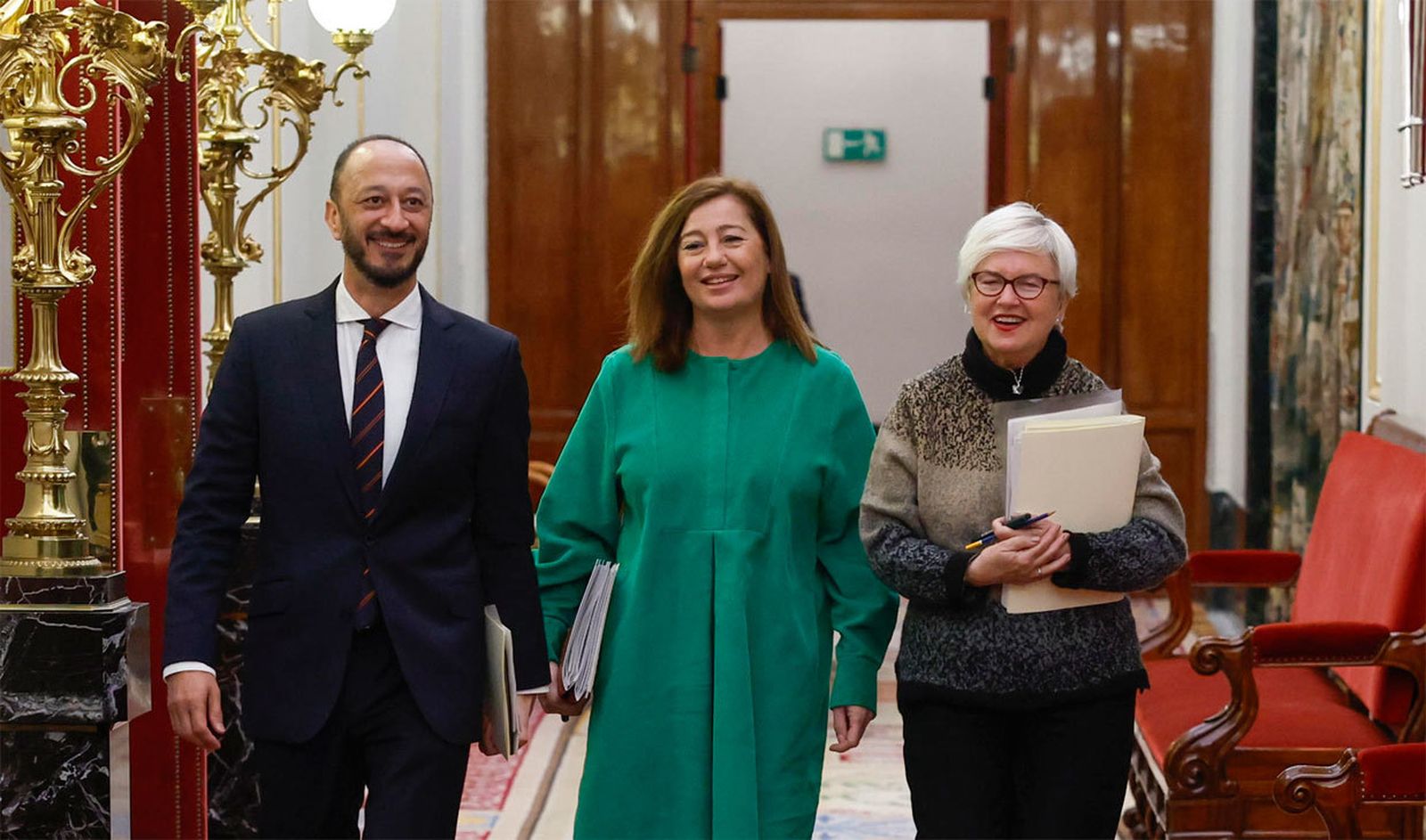 Los tres miembros socialistas de la mesa del Congreso: Alfonso Rodríguez de Celis, Francina Armengol e Isaura Leal