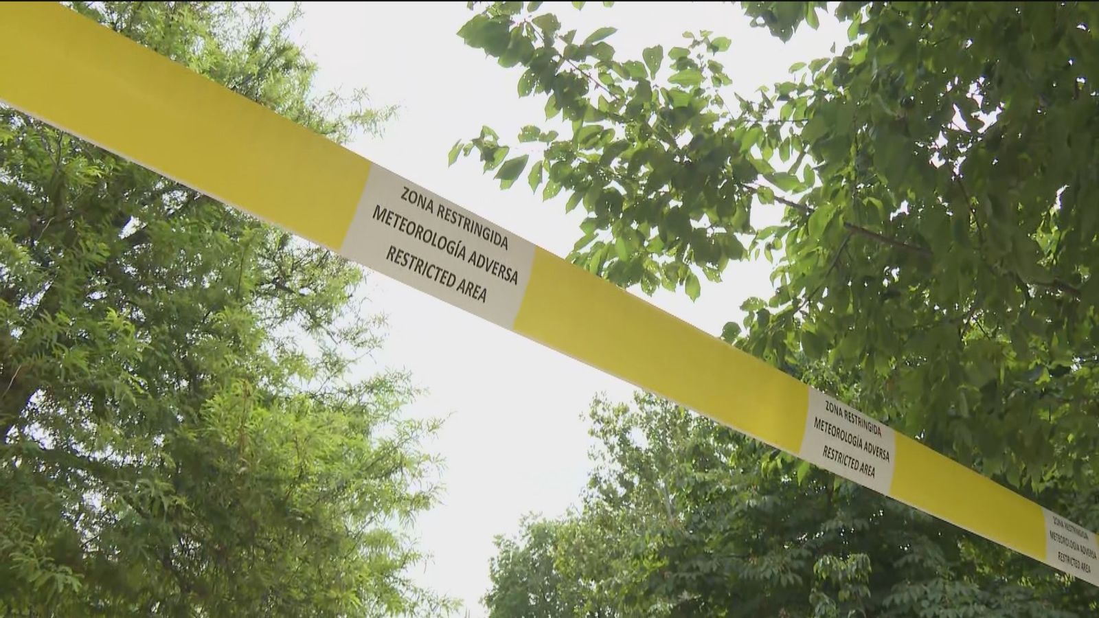 Zona balizada en el parque El Retiro
