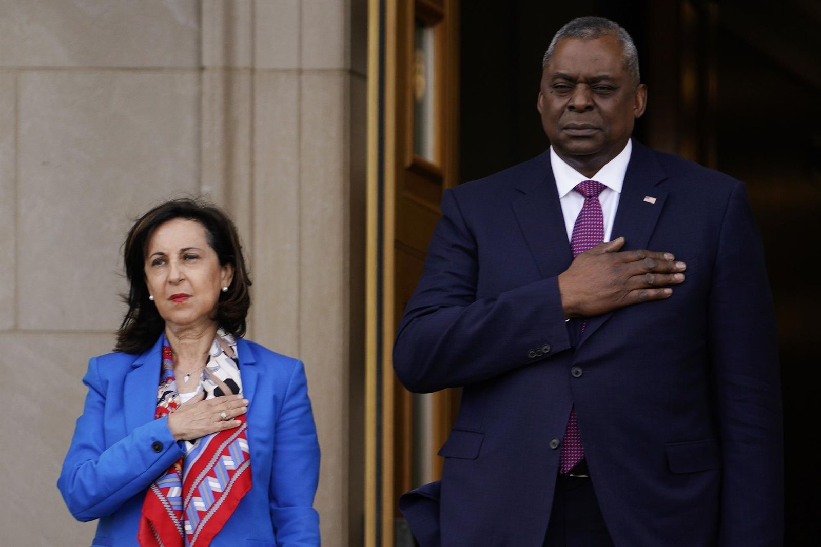 Margarita Robles y el secretario de Defensa de EEUU, Lloyd Austin