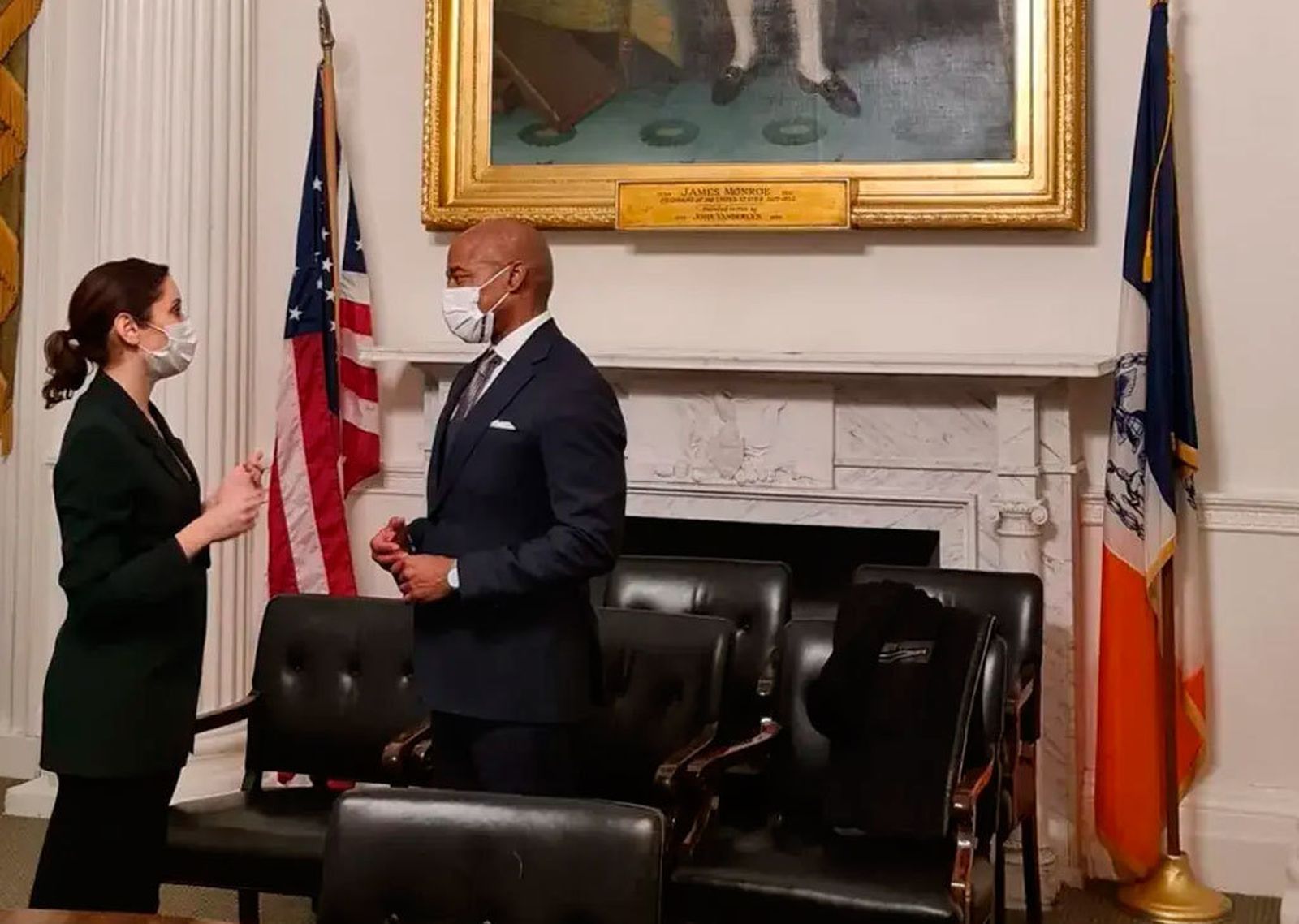 Diaz Ayuso se reúne en Nueva York con su alcalde para intercambiar experiencias sobre la gestión de la pandemia