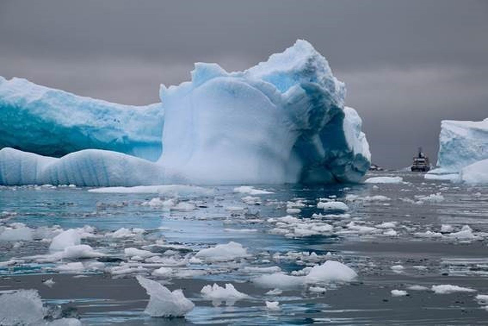 Icebergs e aguas de la Antártida