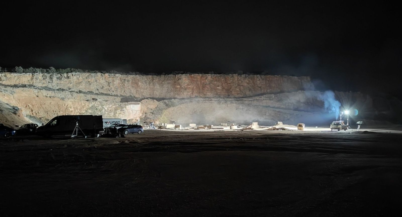 Rodaje nocturno en la cantera de Orusco de Tajuña