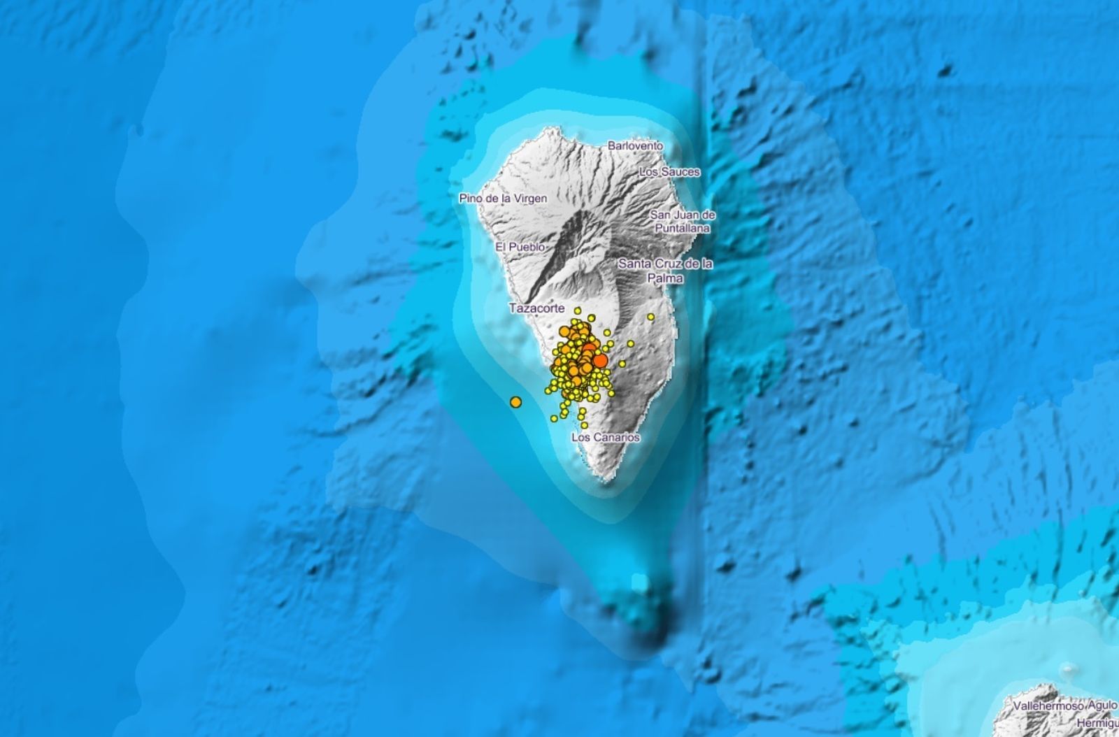 Los últimos terremotos sentidos en La Palma