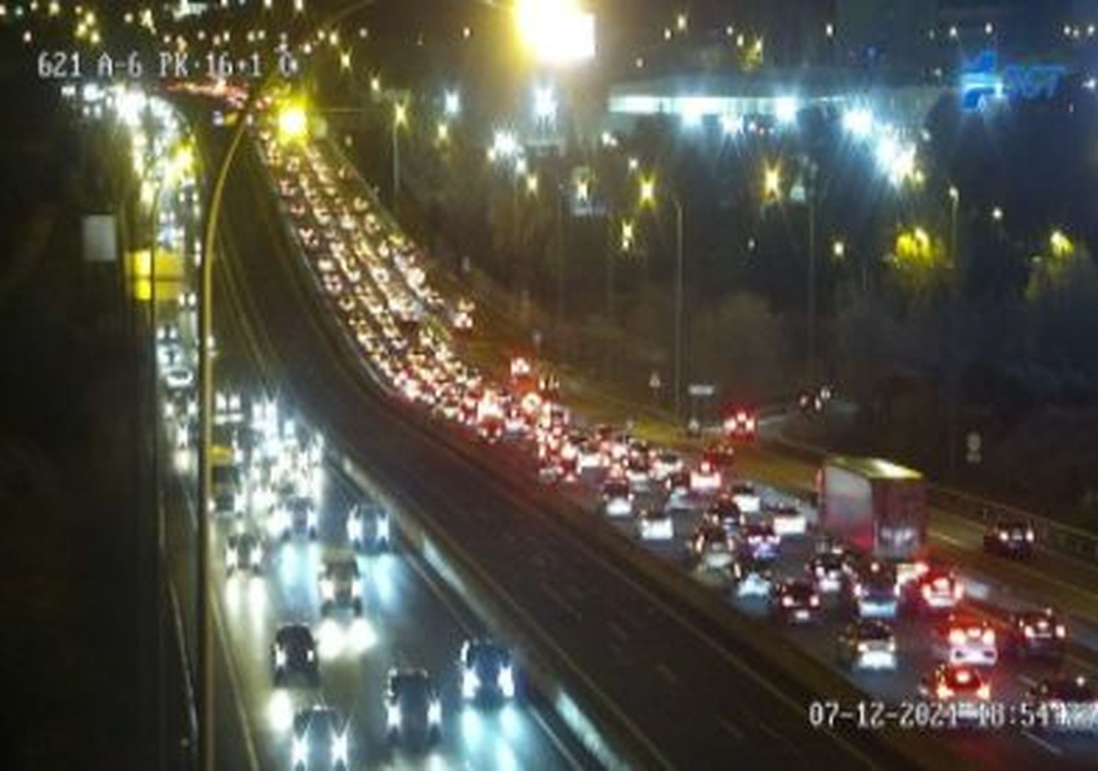 Situación en la entrada a Madrid por la A-6, kilómetro 16