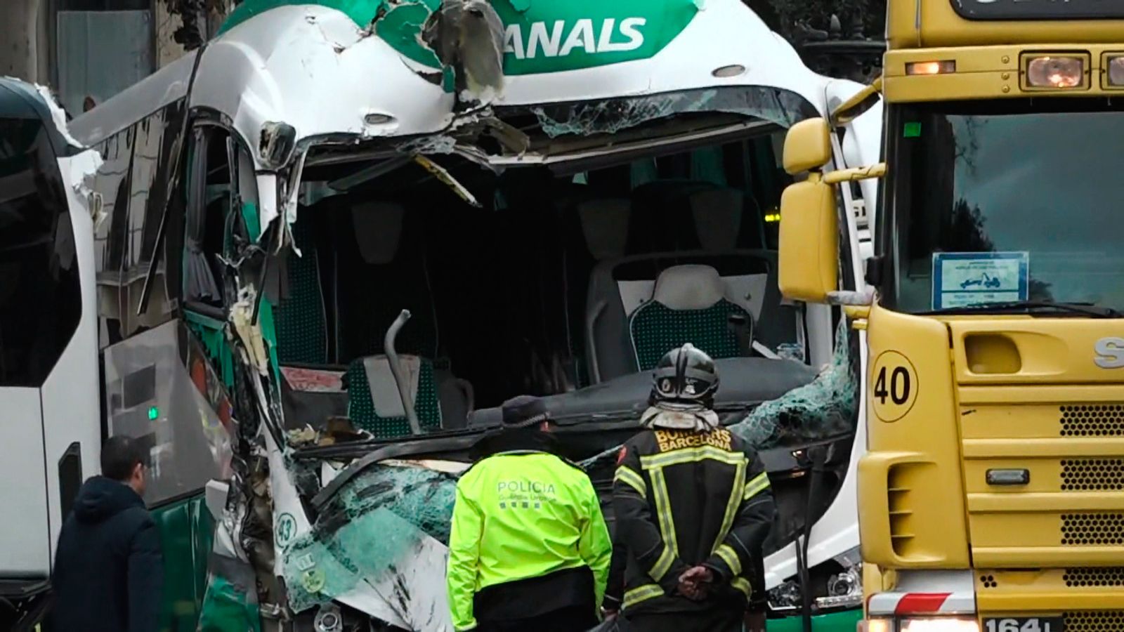 Accidente en Barcelona con dos autobuses involucrados