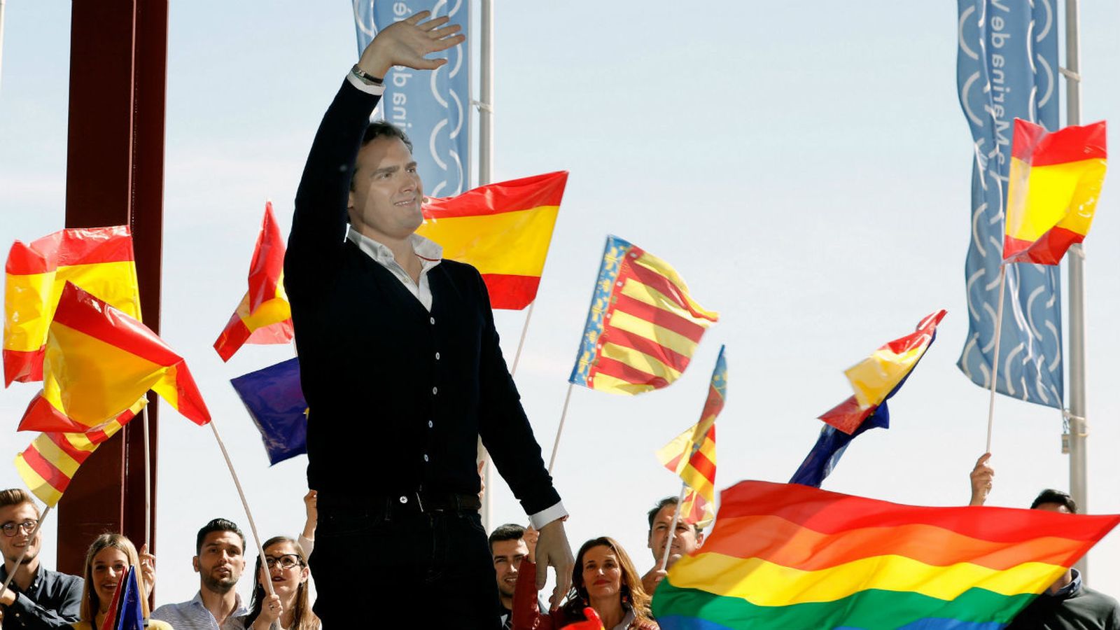 El presidente de Ciudadanos, Albert Rivera, durante el "Encuentro Ciudadano" en la Marina de Valencia