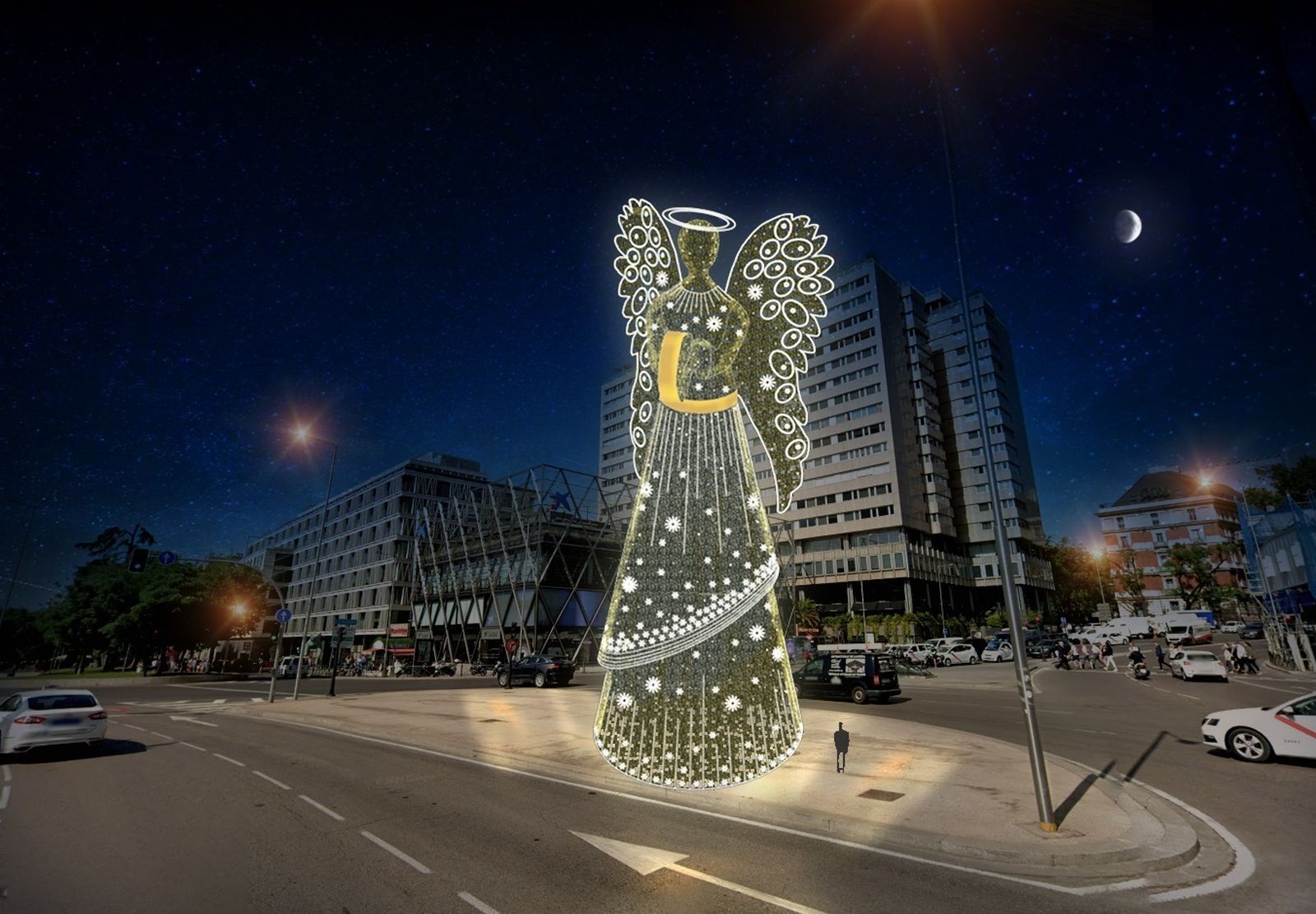 Ángel navideño en la Plaza Colón