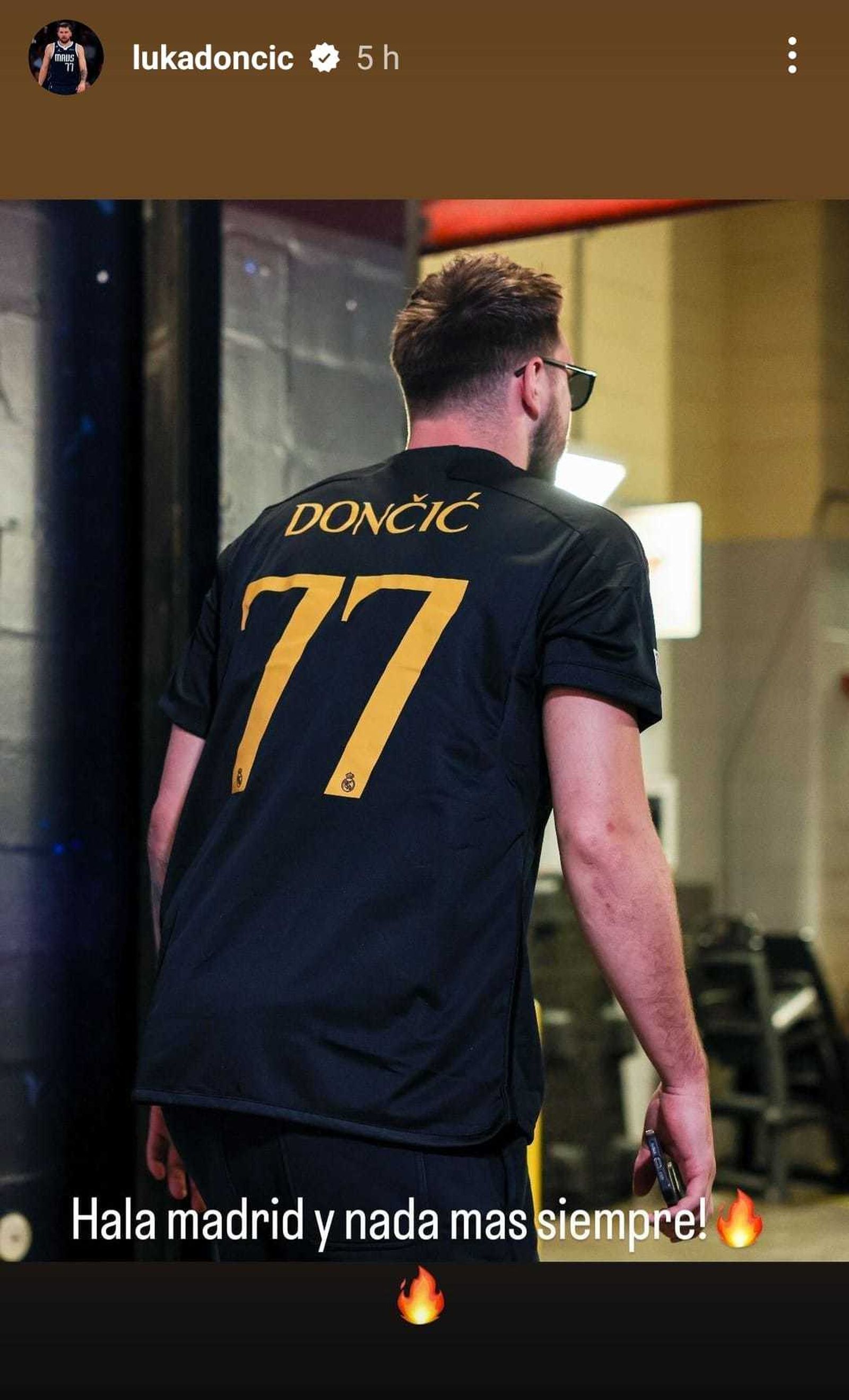 Luka Doncic en sus historias de Instagram