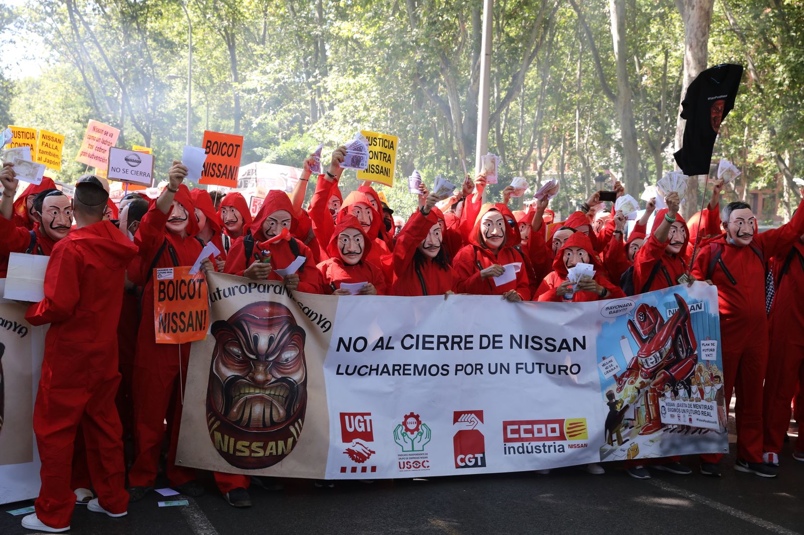Trabajadores de NIssan en una de sus protestas
