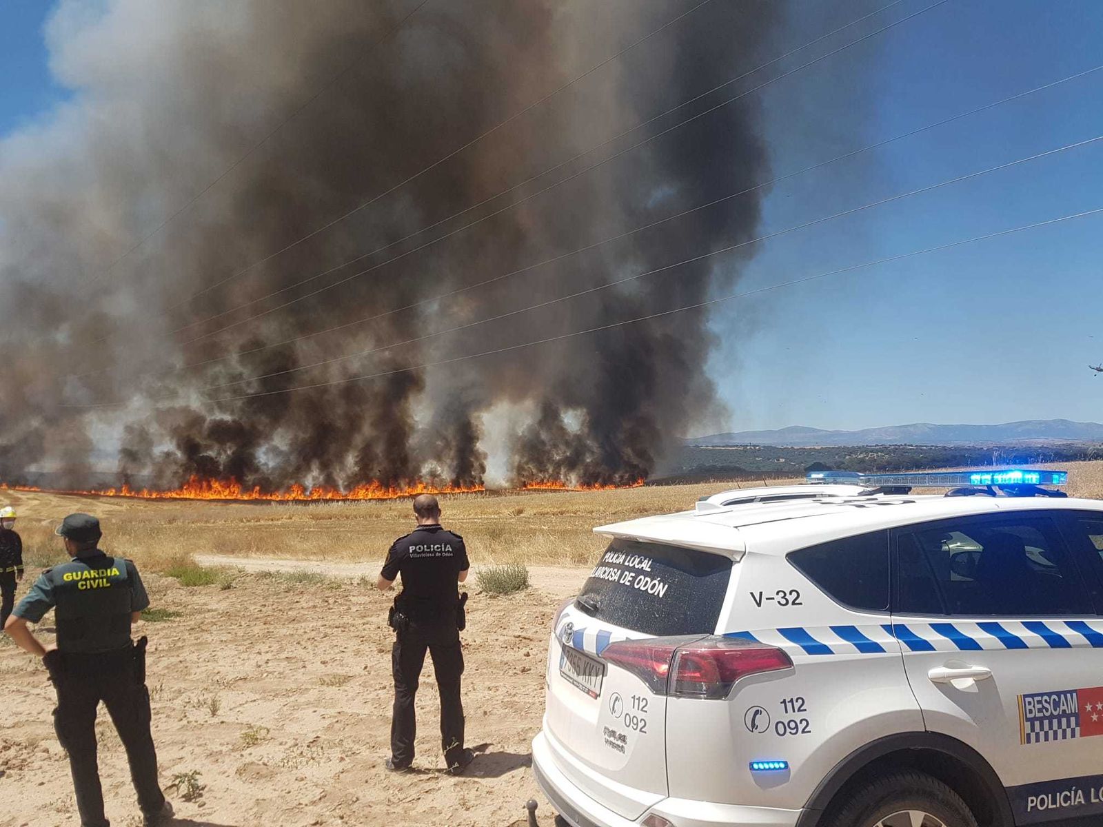 Incendio de zona de pastos en Villaviciosa de Odón