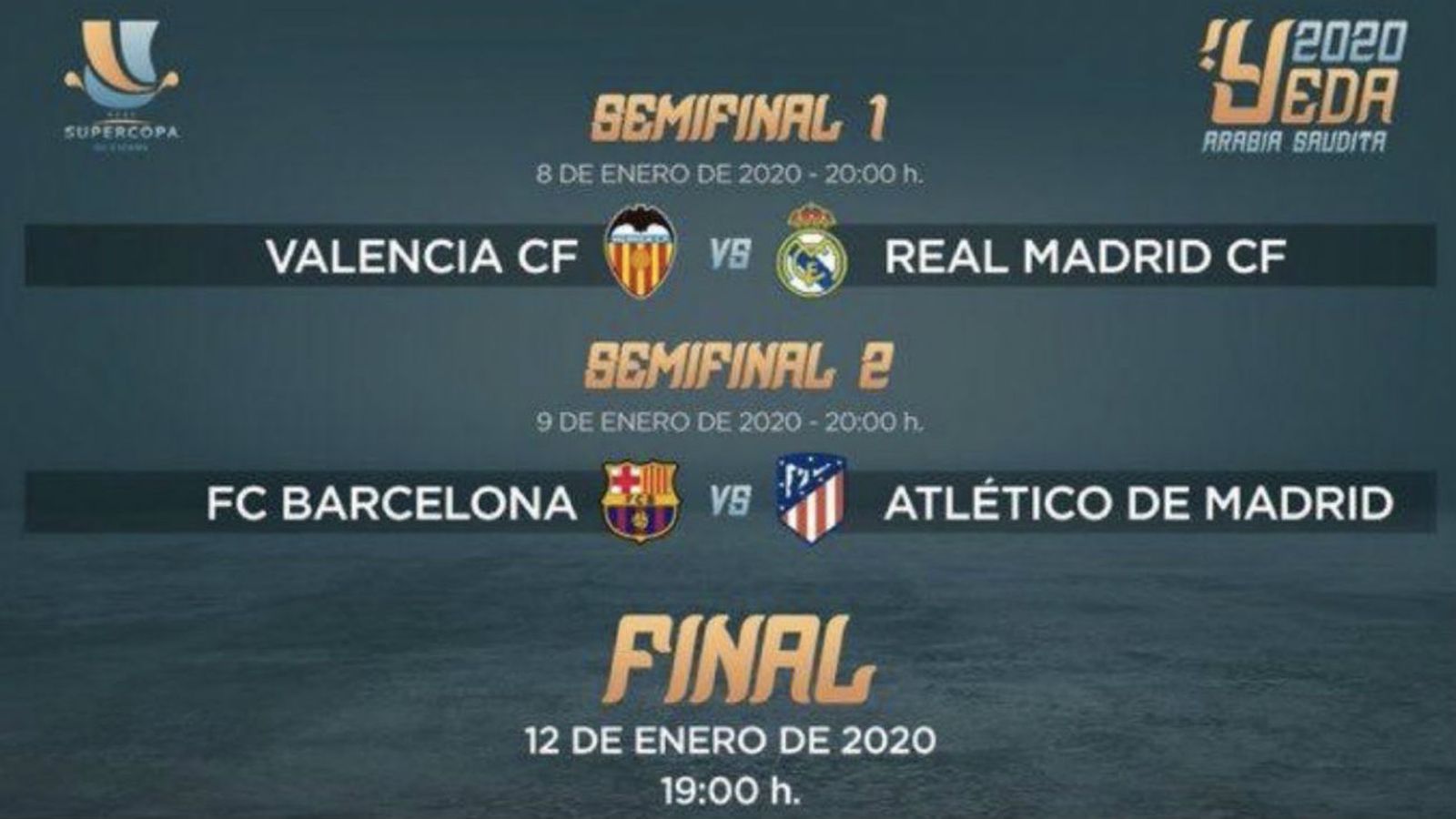 Horarios y enfrentamientos de la Supercopa 2020