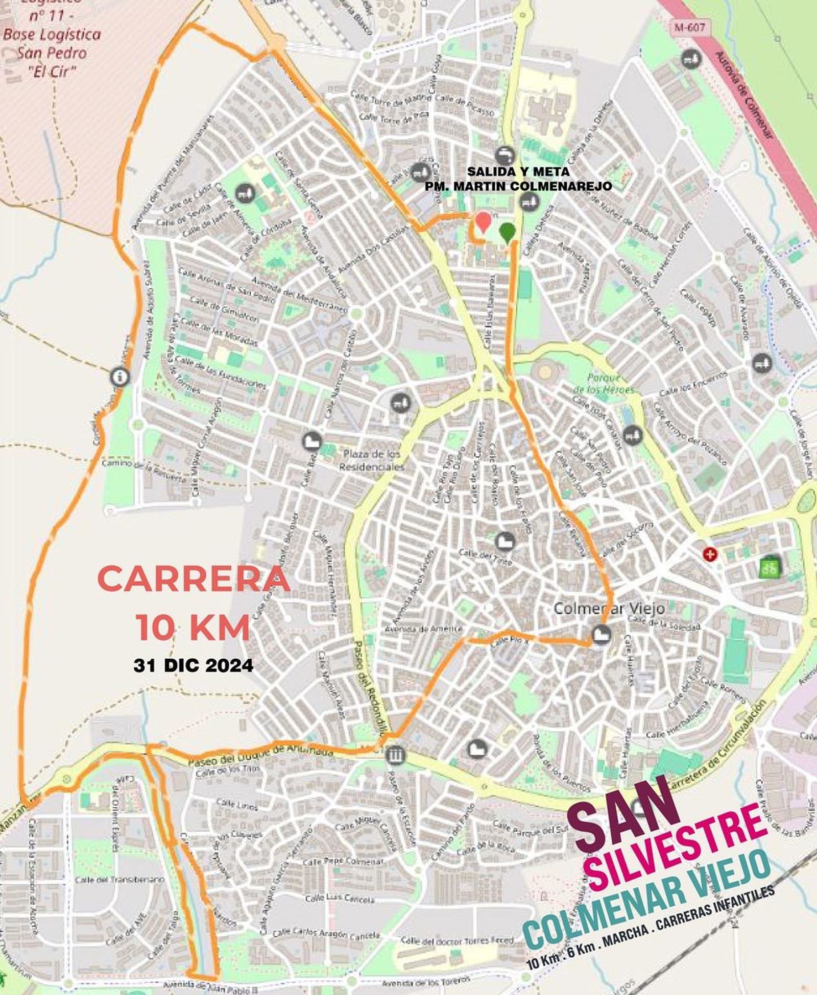 Recorrido de los 10K de la San Silvestre de Colmenar