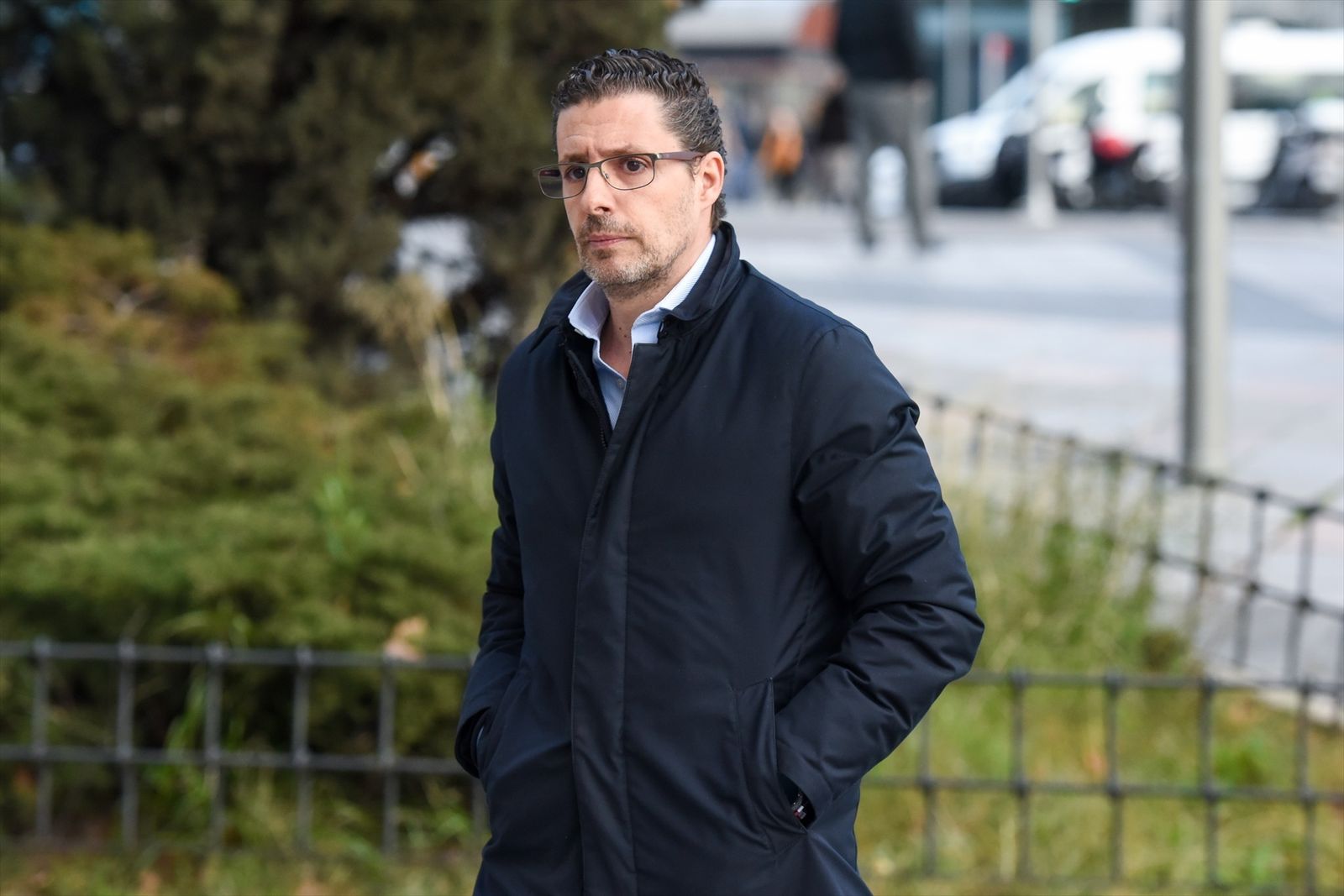 El comisionista Alberto Luceño a su llegada a declarar en los juzgados de Plaza de Castilla