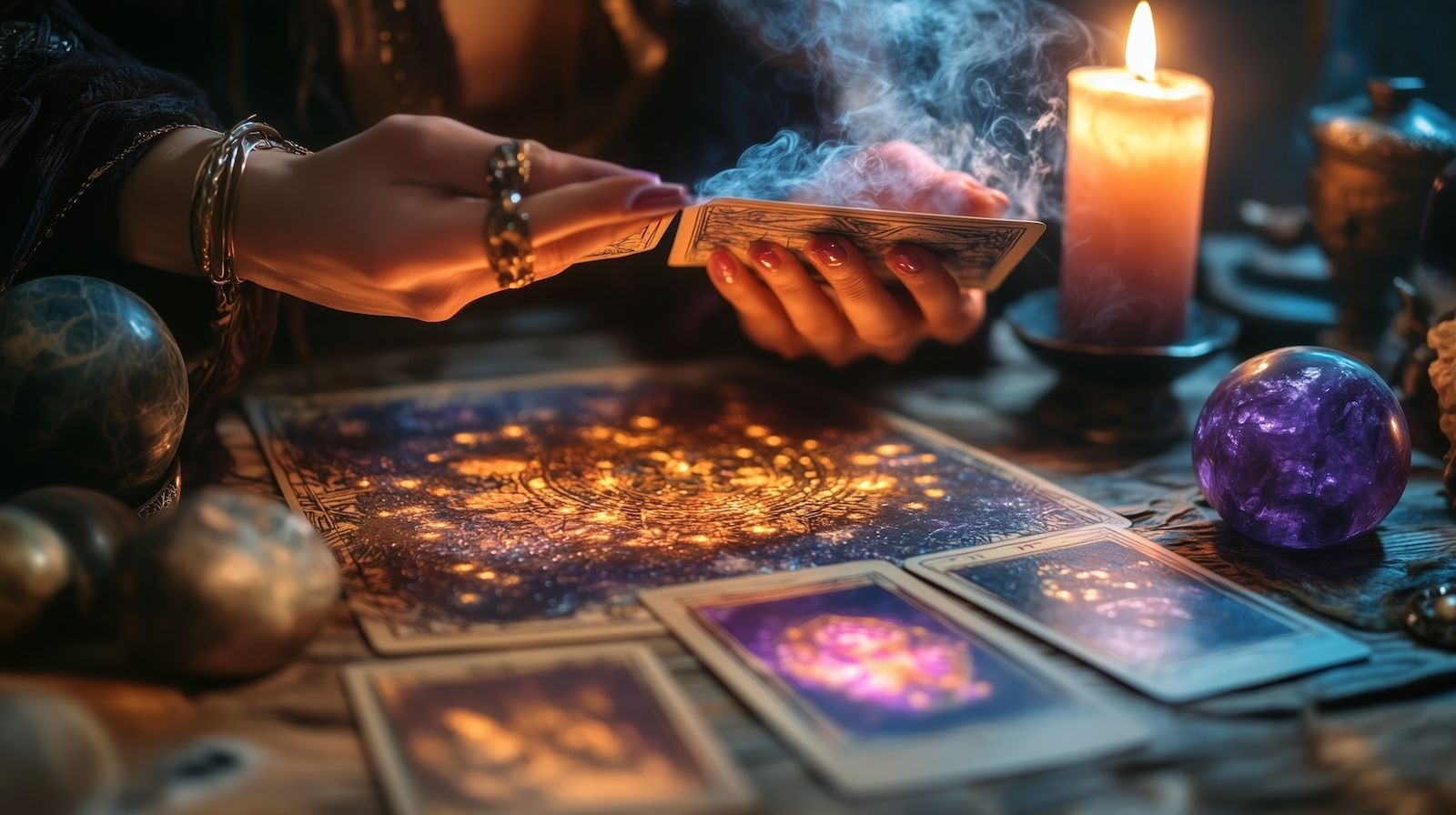 Echadora de cartas en una feria esotérica
