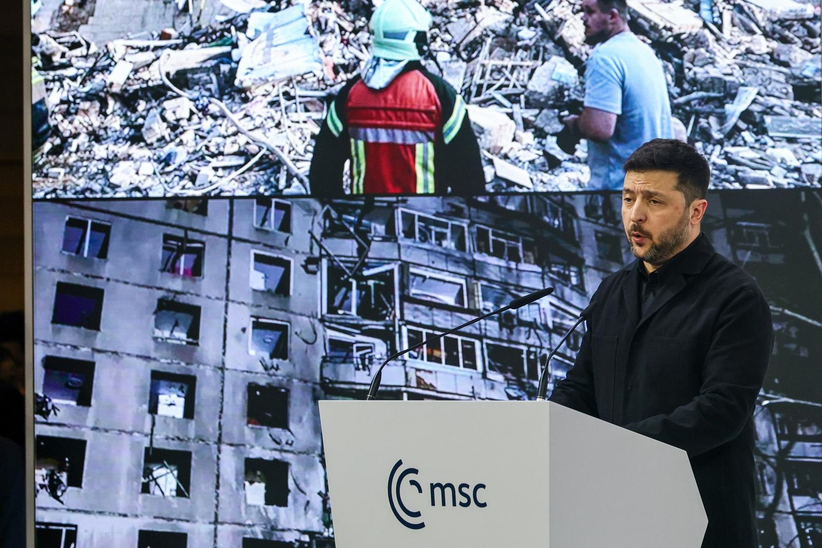 Volodimir Zelenski interviene en la Cumbre de Múnich