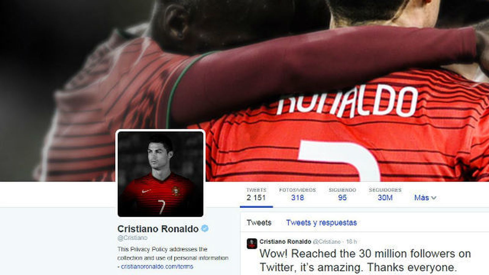 Twitter de Cristiano Ronaldo