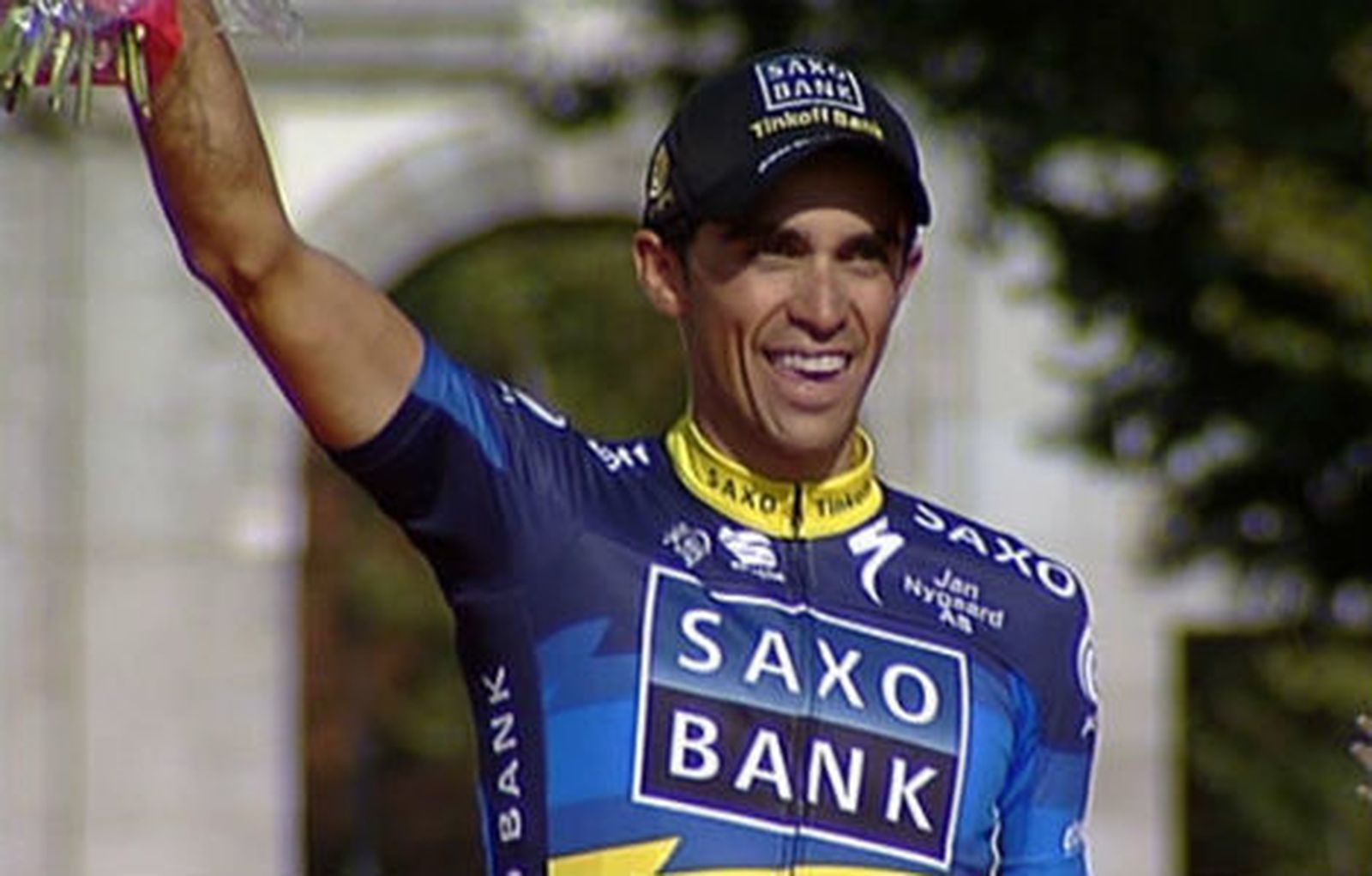 Contador en el podium