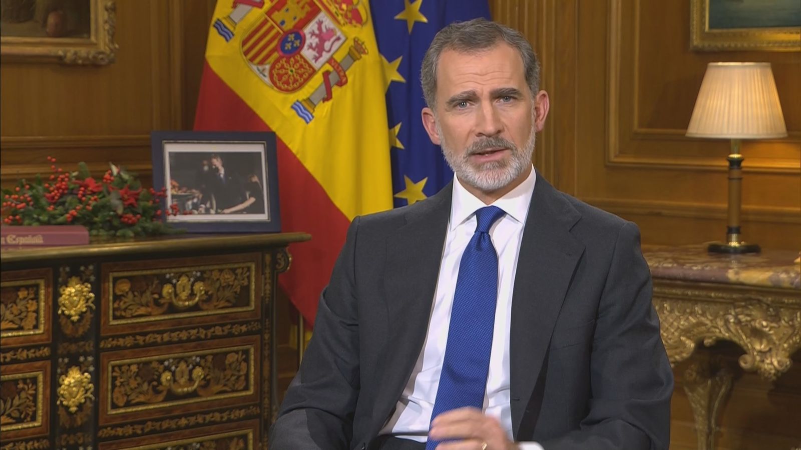 El rey Felipe VI, durante su discurso de Nochebuena