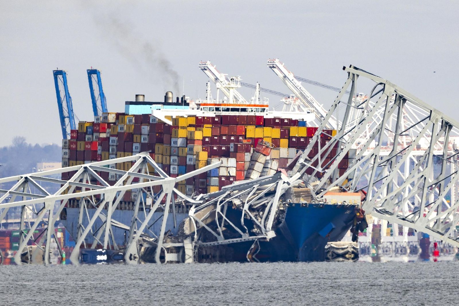 El carguero Dali tras impactar contra el puente Scott Kay de Baltimore