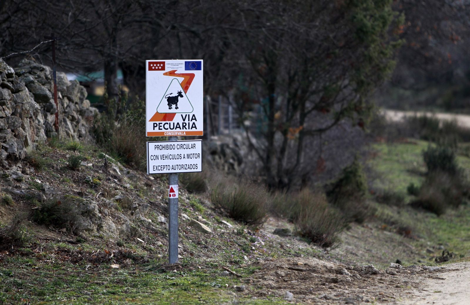 Señal de vía pecuaria en la Comunidad de Madrid