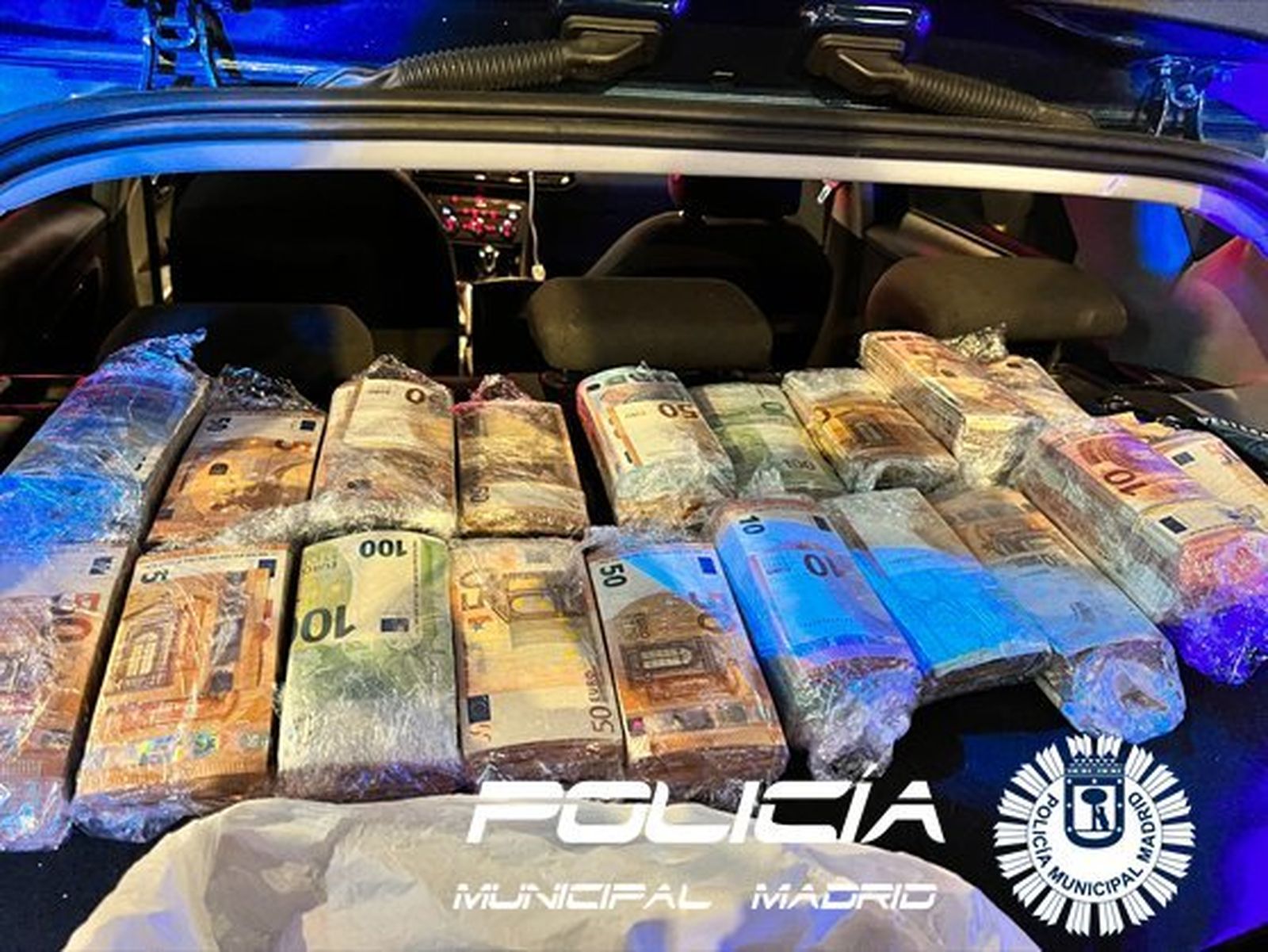 Dinero intervenido en un control policial en Gran Vía