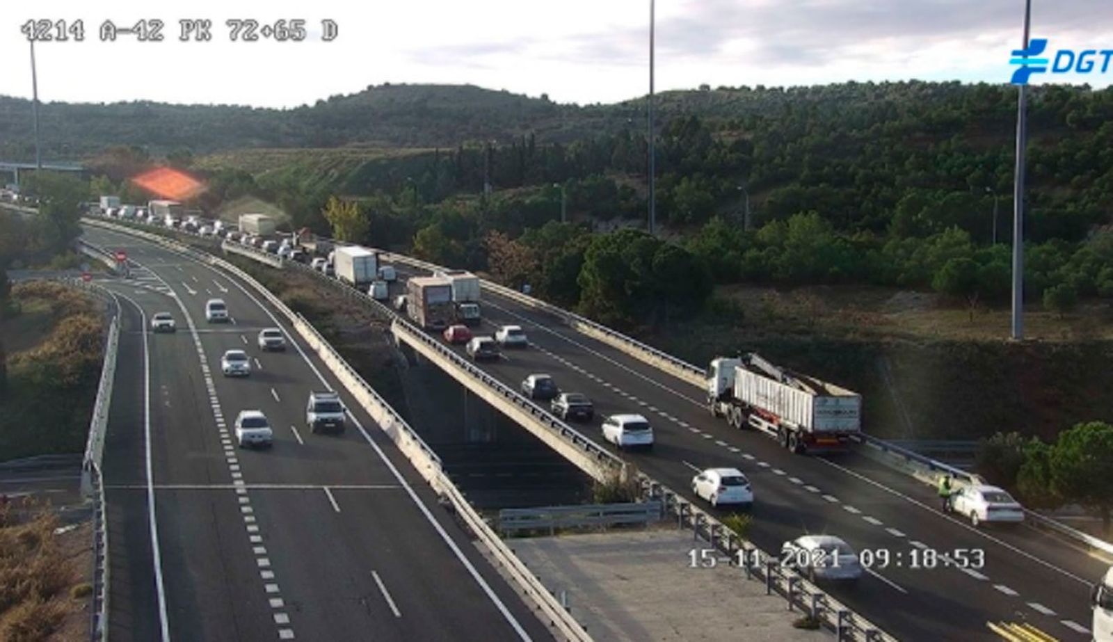 Atasco en la A-42 en  Toledo