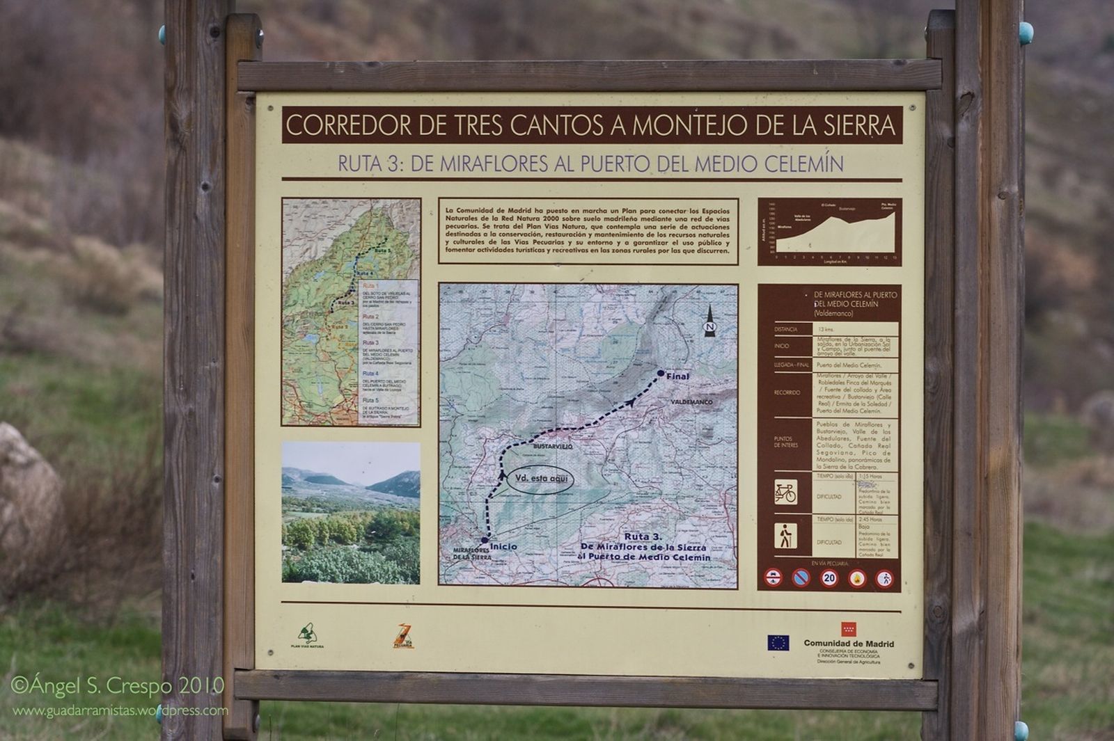Panel de la ruta de Miraflores al Puerto del Medio Celemín