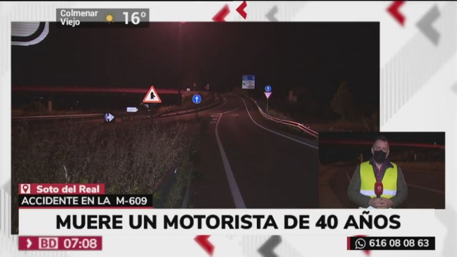 Muere un motorista tras perder el control e impactar contra una señal de tráfico en Soto del Real