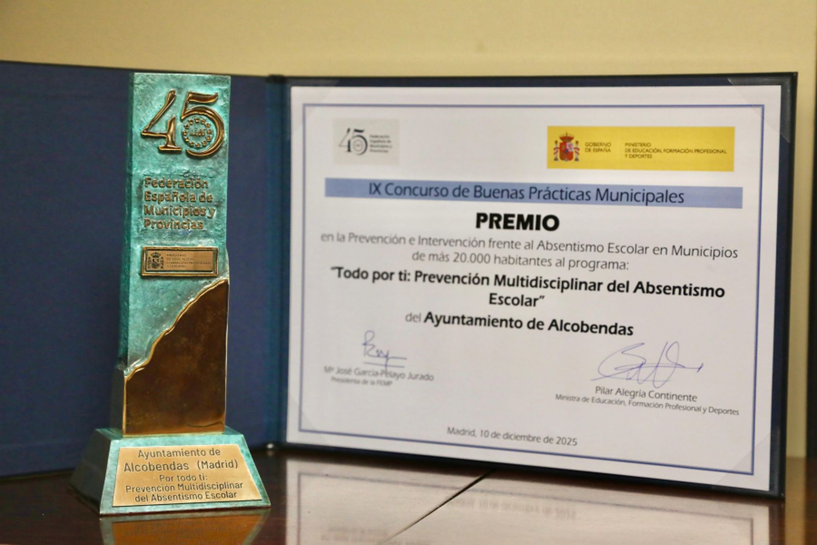 Reconocimiento de la FEMP a Alcobendas por sus buenas prácticas en prevención del absentismo y mejora de la convivencia escolar