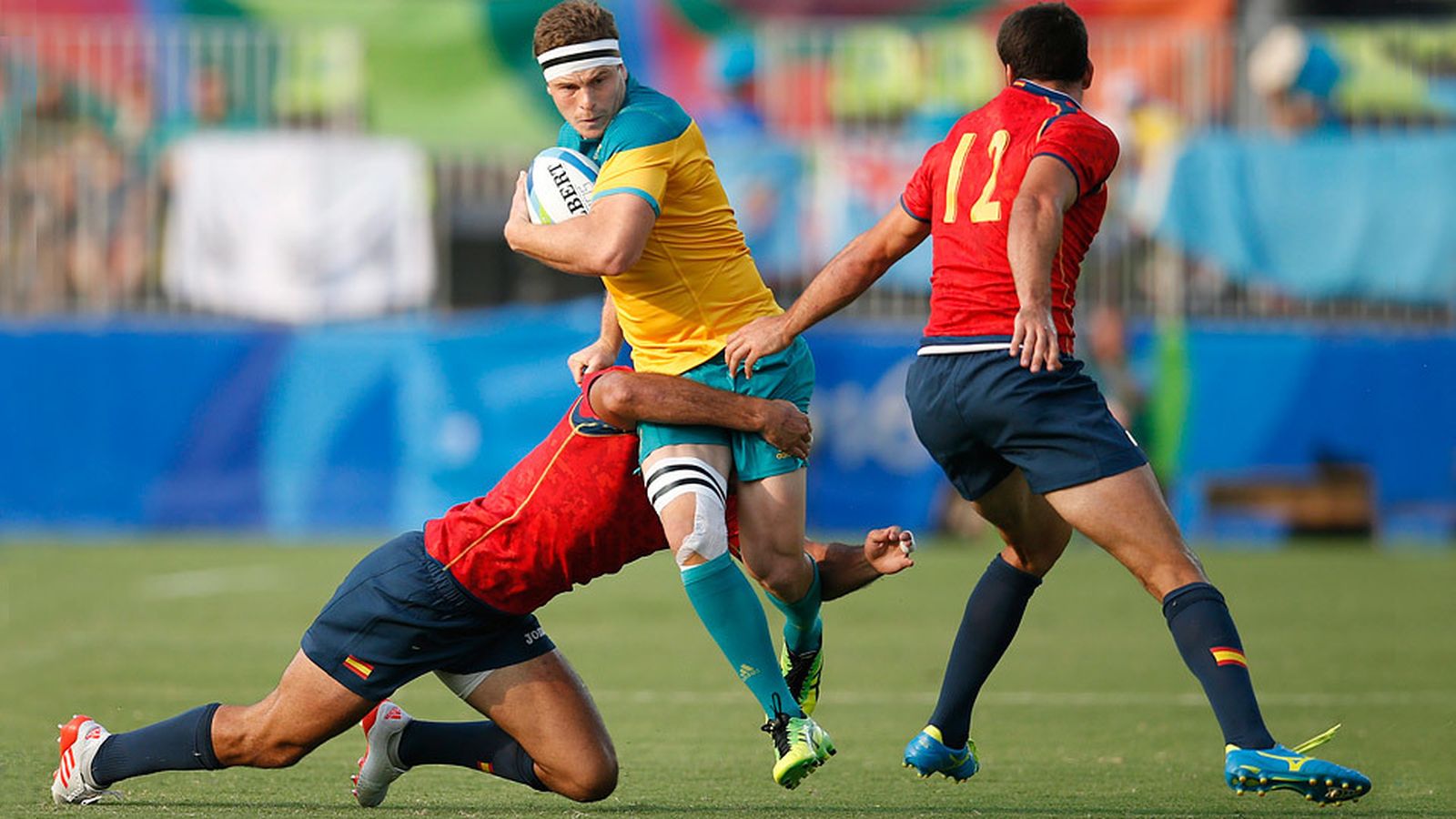 Imagen del partido de Rugby 7 entre España y Autralia, en Río 2016