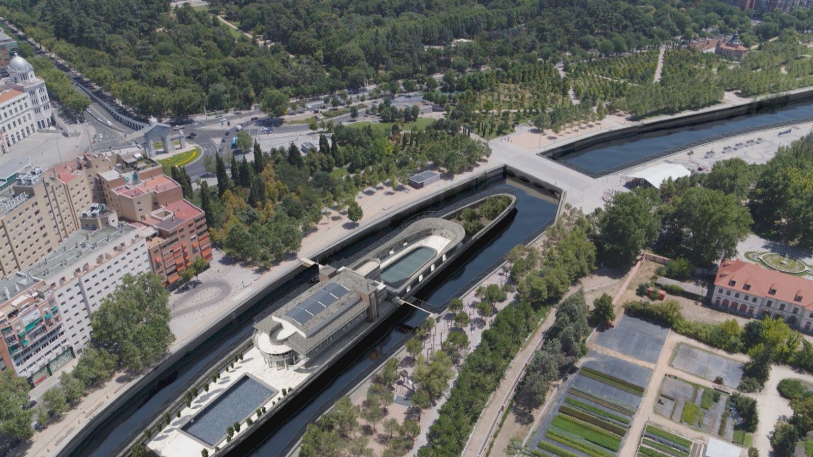 La Isla del río Manzanares: una gigantesca piscina con forma de barco