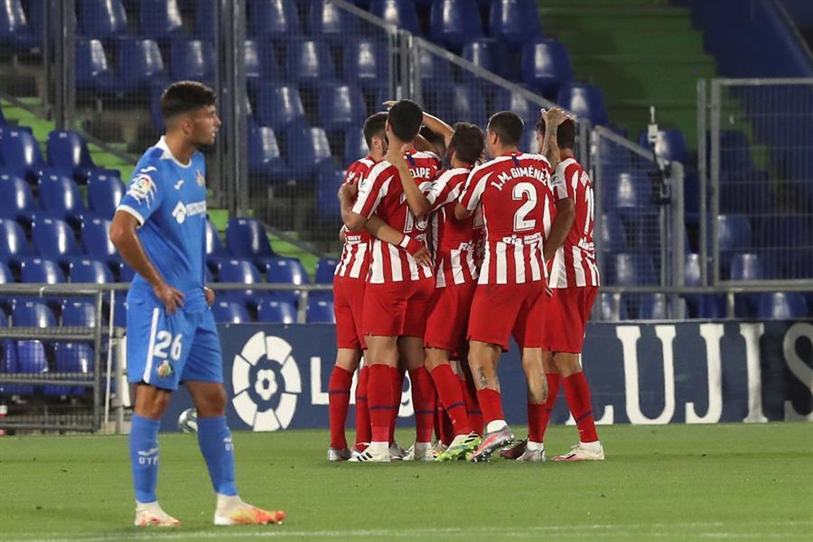 El Atlético celebra un gol ante el Getafe