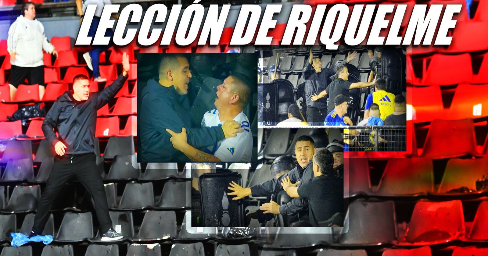 Riquelme frenó un brutal enfrentamiento entre hinchas de Boca y Gimnasia