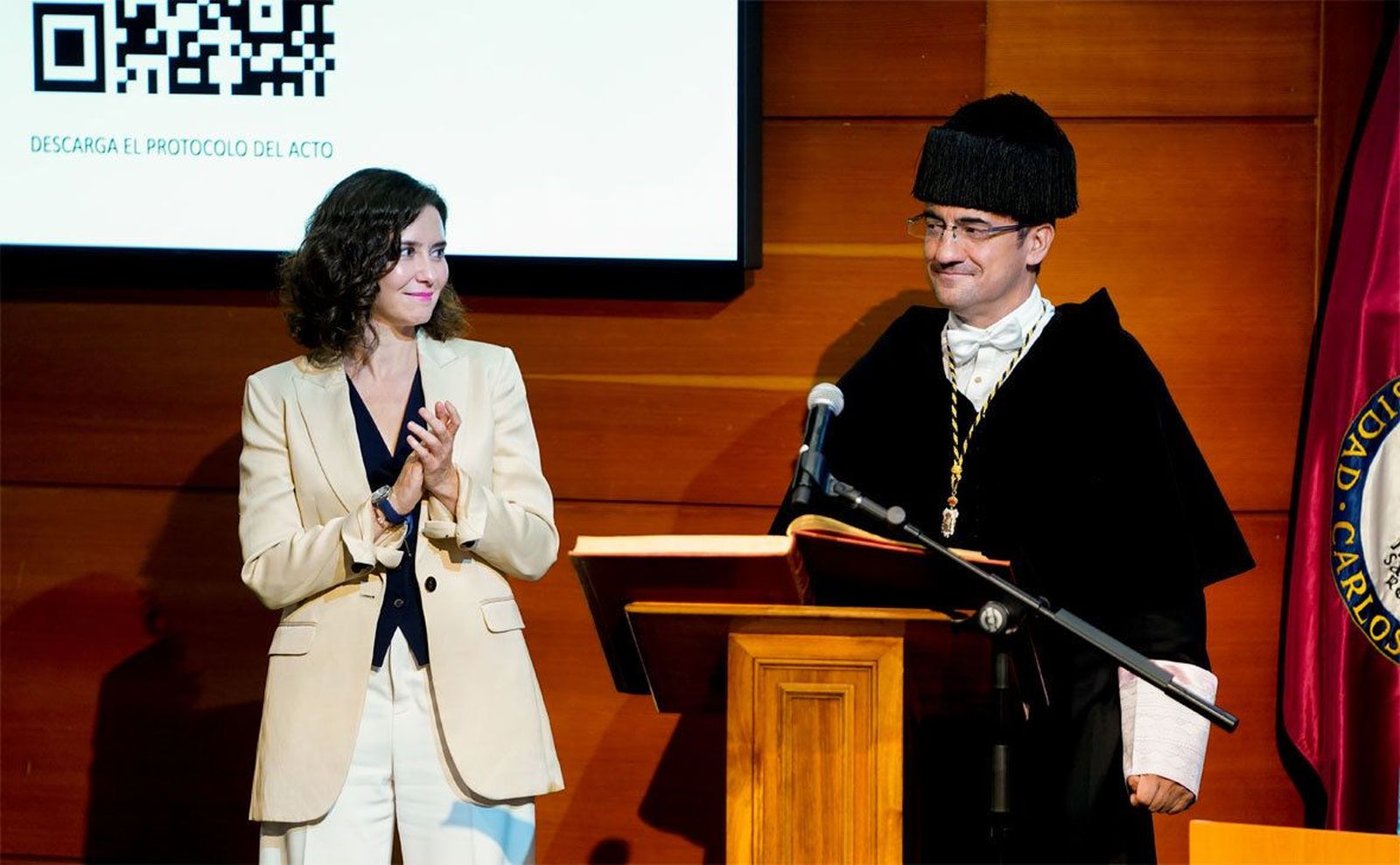 Ayuso asiste a la toma de posesión del nuevo rector de la Universidad Carlos III